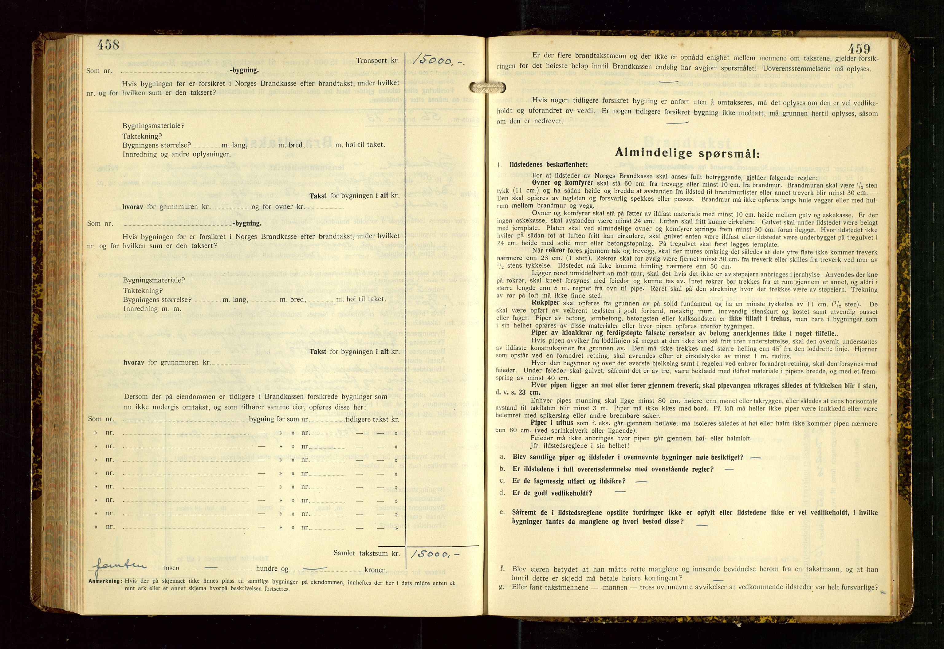 Sokndal lensmannskontor, AV/SAST-A-100417/Gob/L0008: "Brandtakst-Protokoll", 1937-1955, s. 458-459