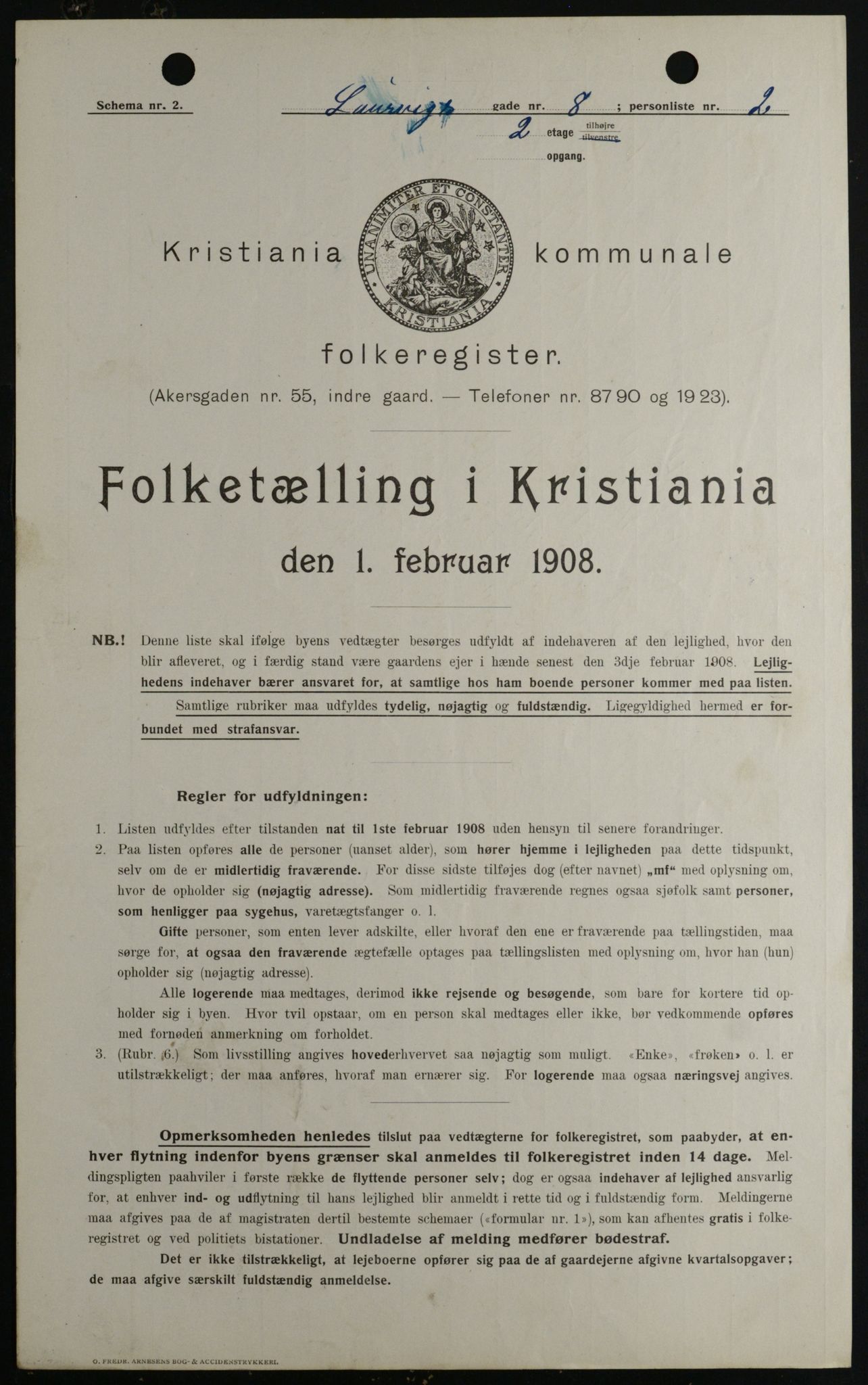 OBA, Kommunal folketelling 1.2.1908 for Kristiania kjøpstad, 1908, s. 51266