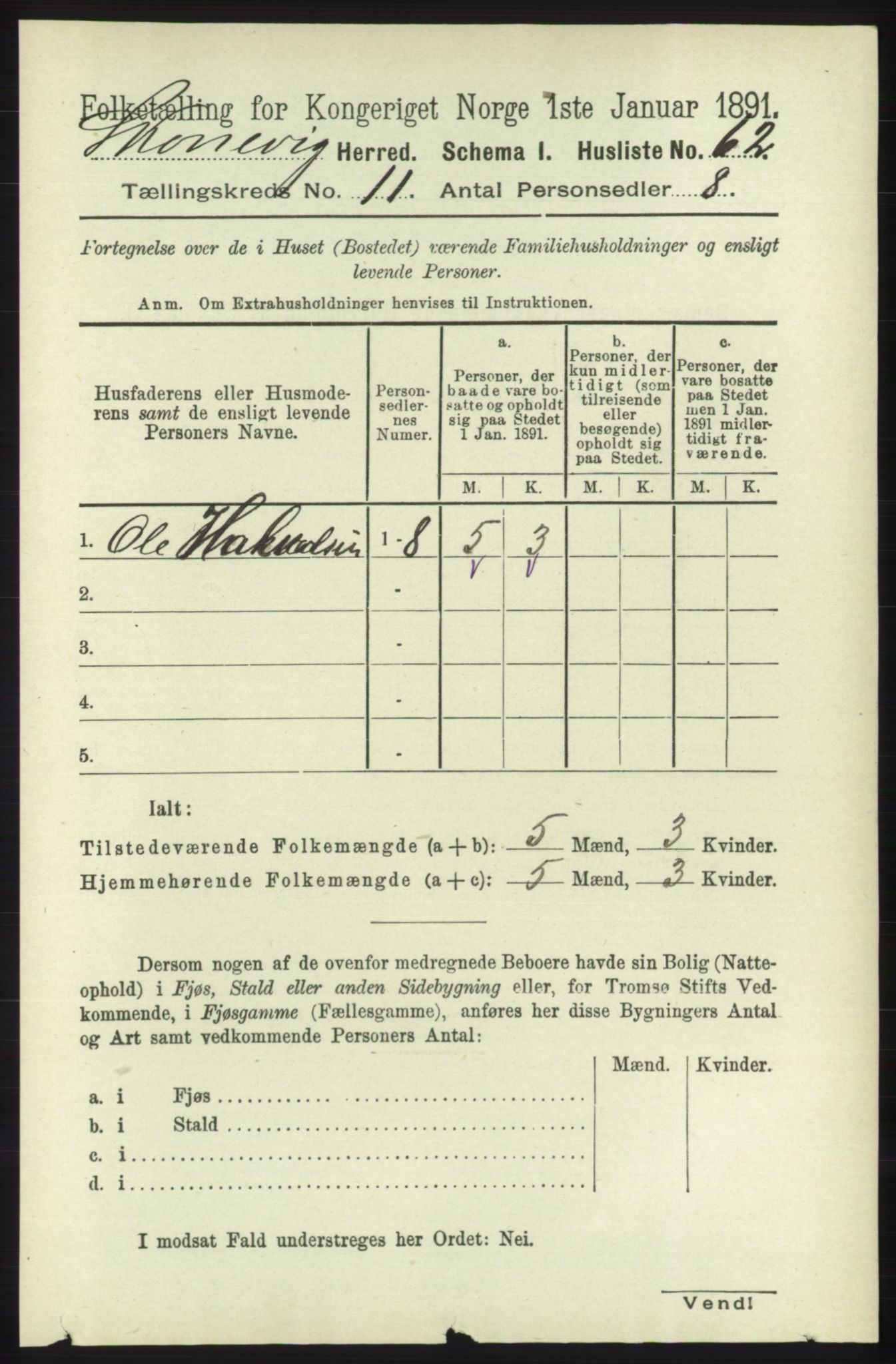 RA, Folketelling 1891 for 1212 Skånevik herred, 1891, s. 3313