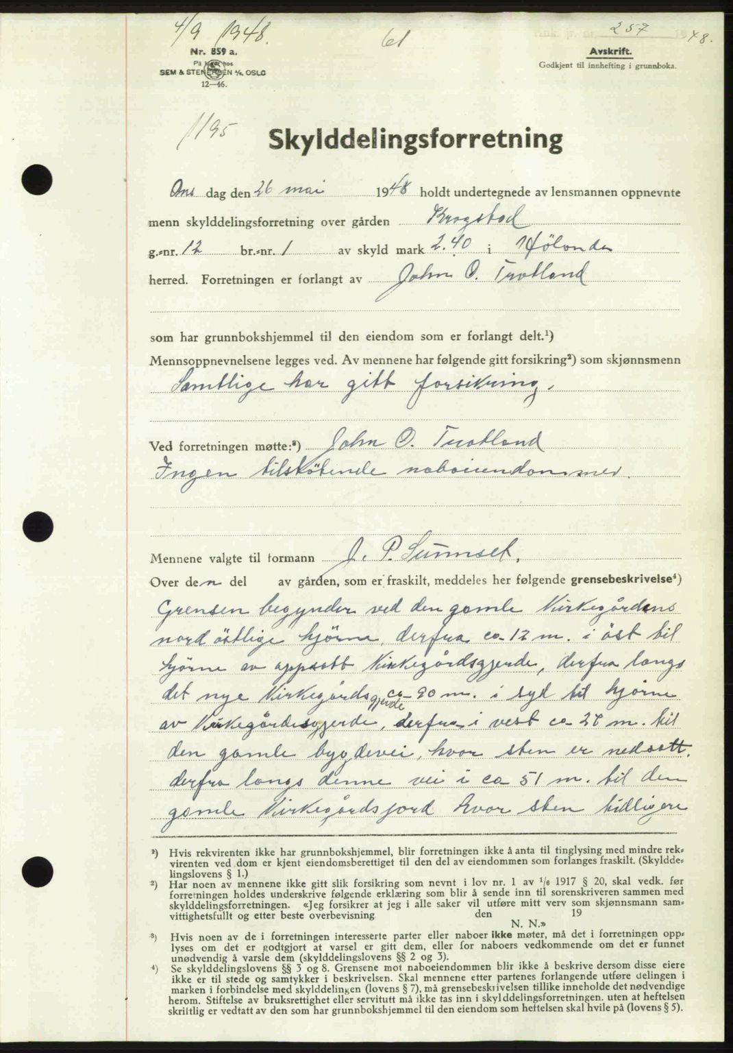 Gauldal sorenskriveri, SAT/A-0014/1/2/2C: Pantebok nr. A6, 1948-1948, Dagboknr: 1195/1948