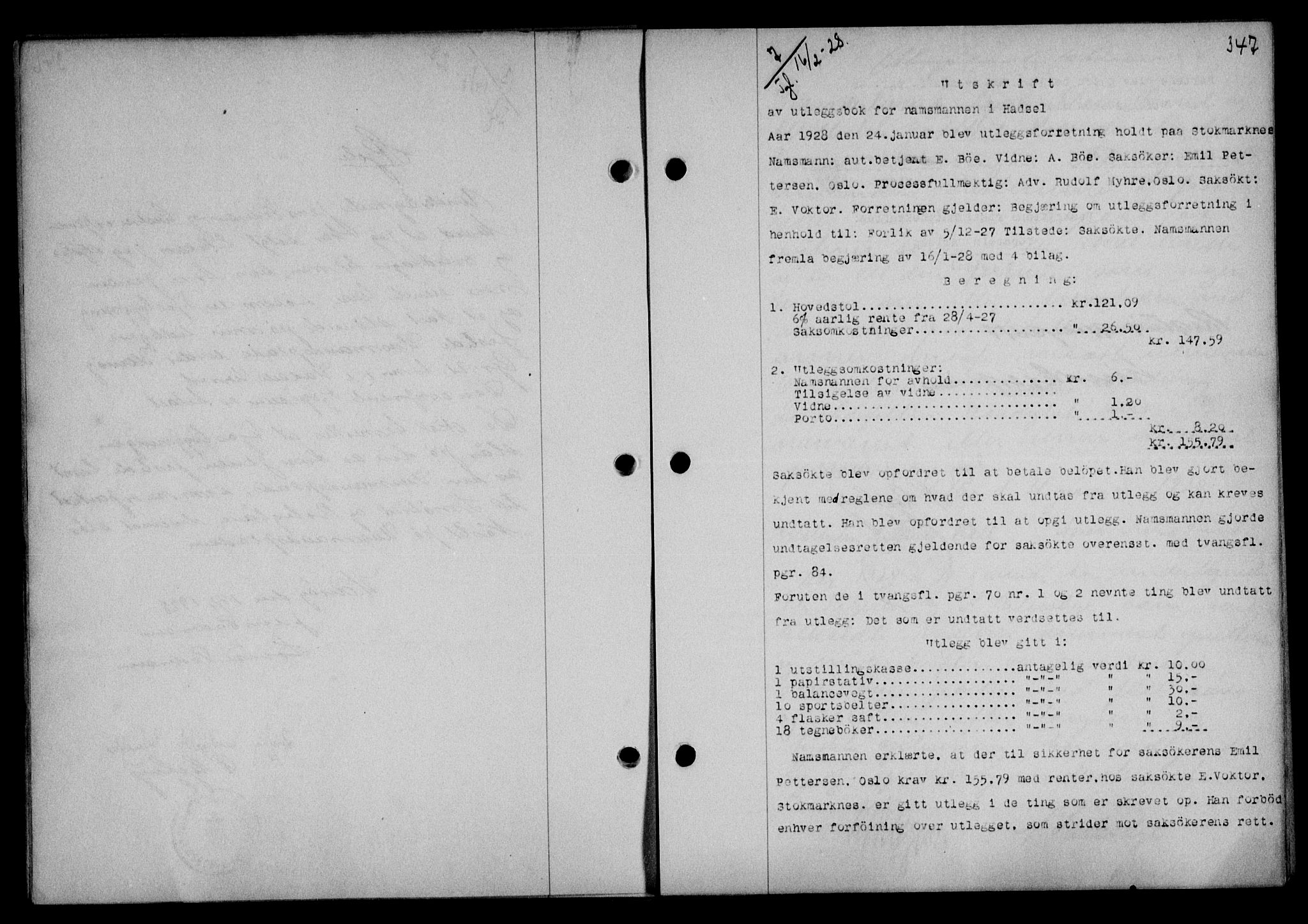 Vesterålen sorenskriveri, SAT/A-4180/1/2/2Ca/L0045: Pantebok nr. 38, 1927-1928, Tingl.dato: 16.02.1928