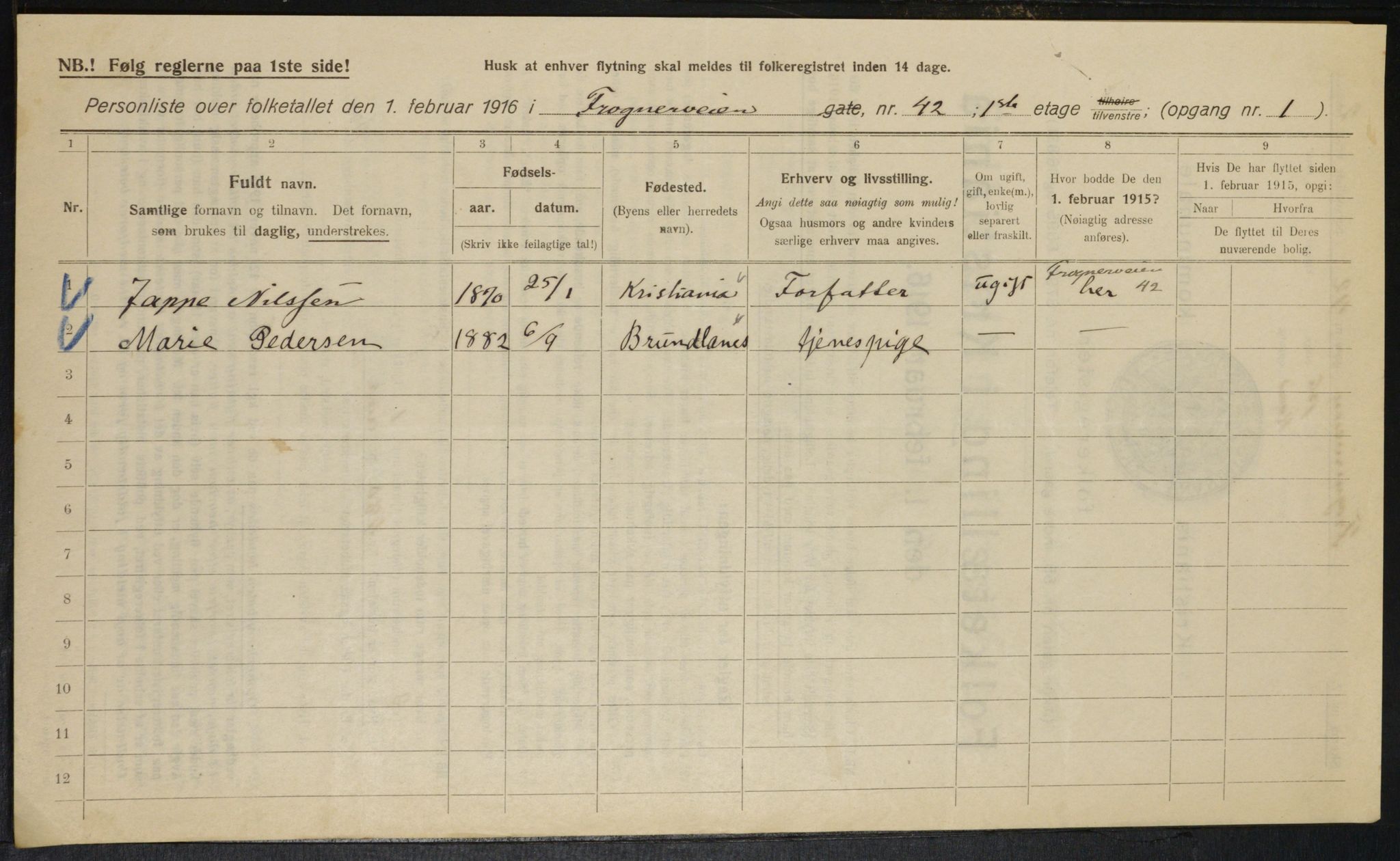 OBA, Kommunal folketelling 1.2.1916 for Kristiania, 1916, s. 28238