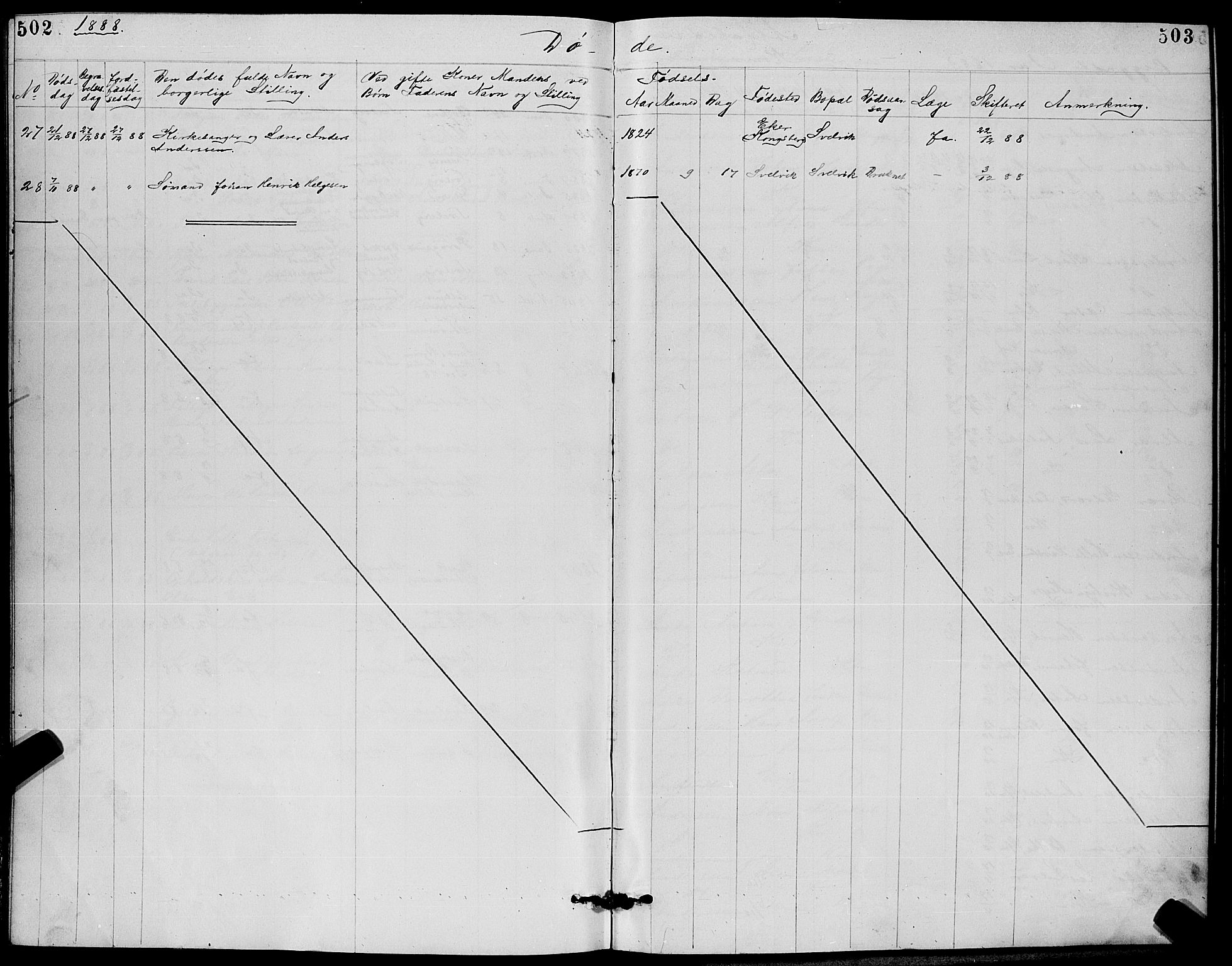 Strømm kirkebøker, AV/SAKO-A-322/G/Ga/L0002: Klokkerbok nr. I 2, 1885-1888, s. 502-503