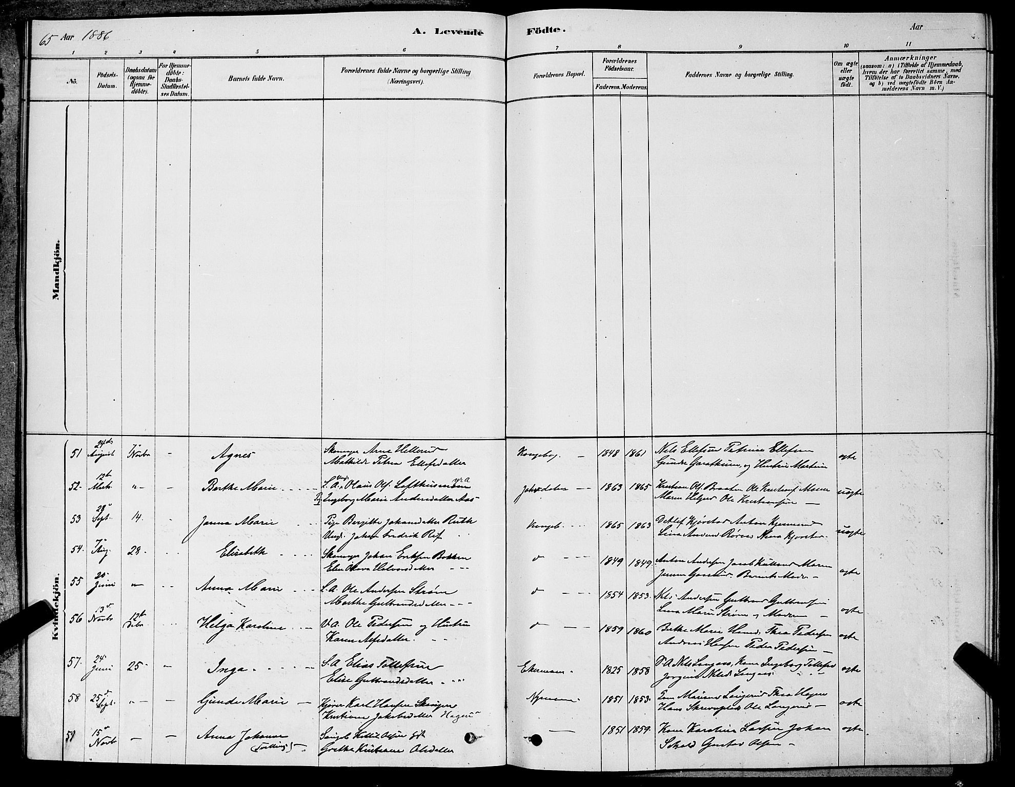 Kongsberg kirkebøker, AV/SAKO-A-22/G/Ga/L0005: Klokkerbok nr. 5, 1878-1889, s. 65