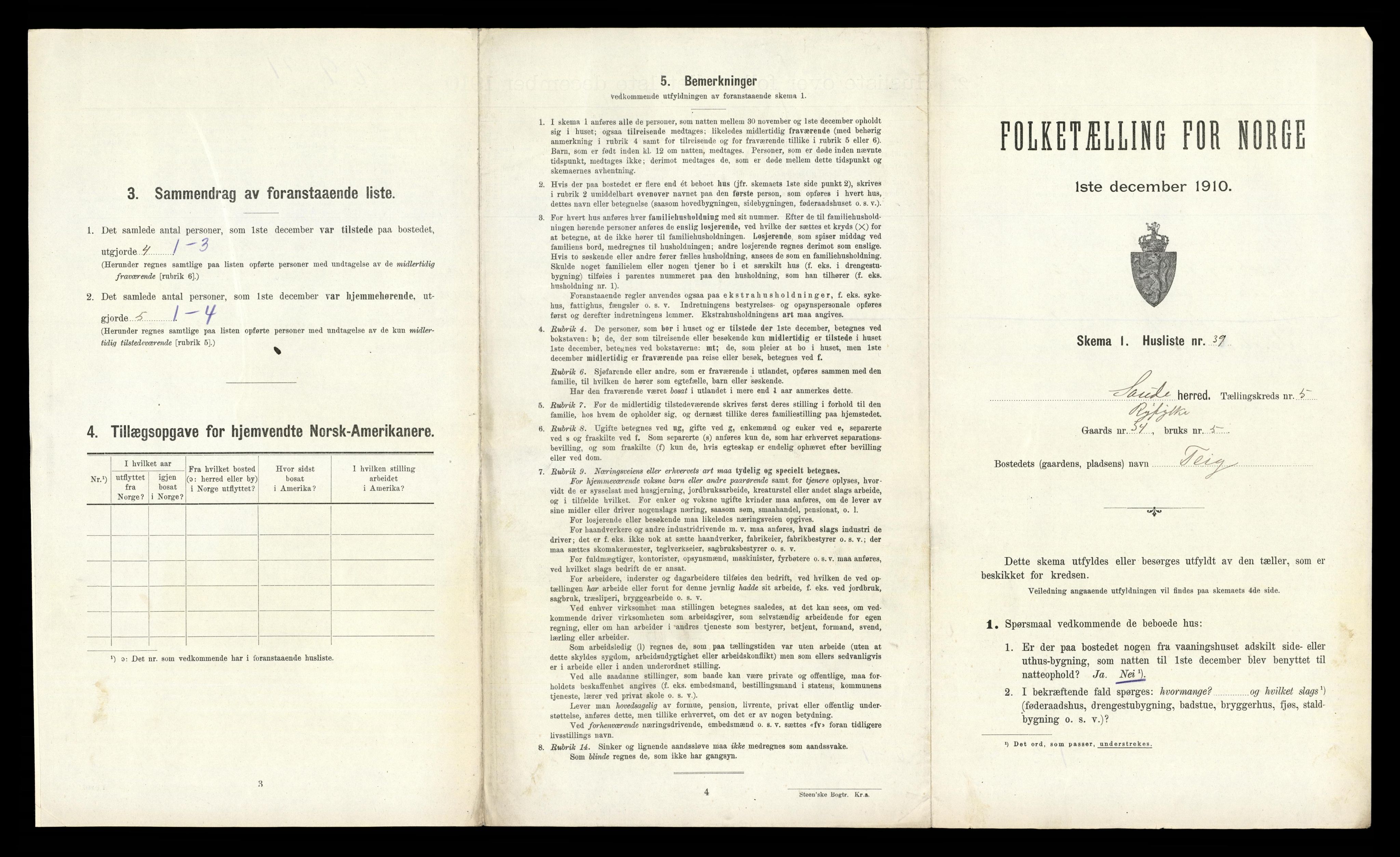 RA, Folketelling 1910 for 1135 Sauda herred, 1910, s. 488