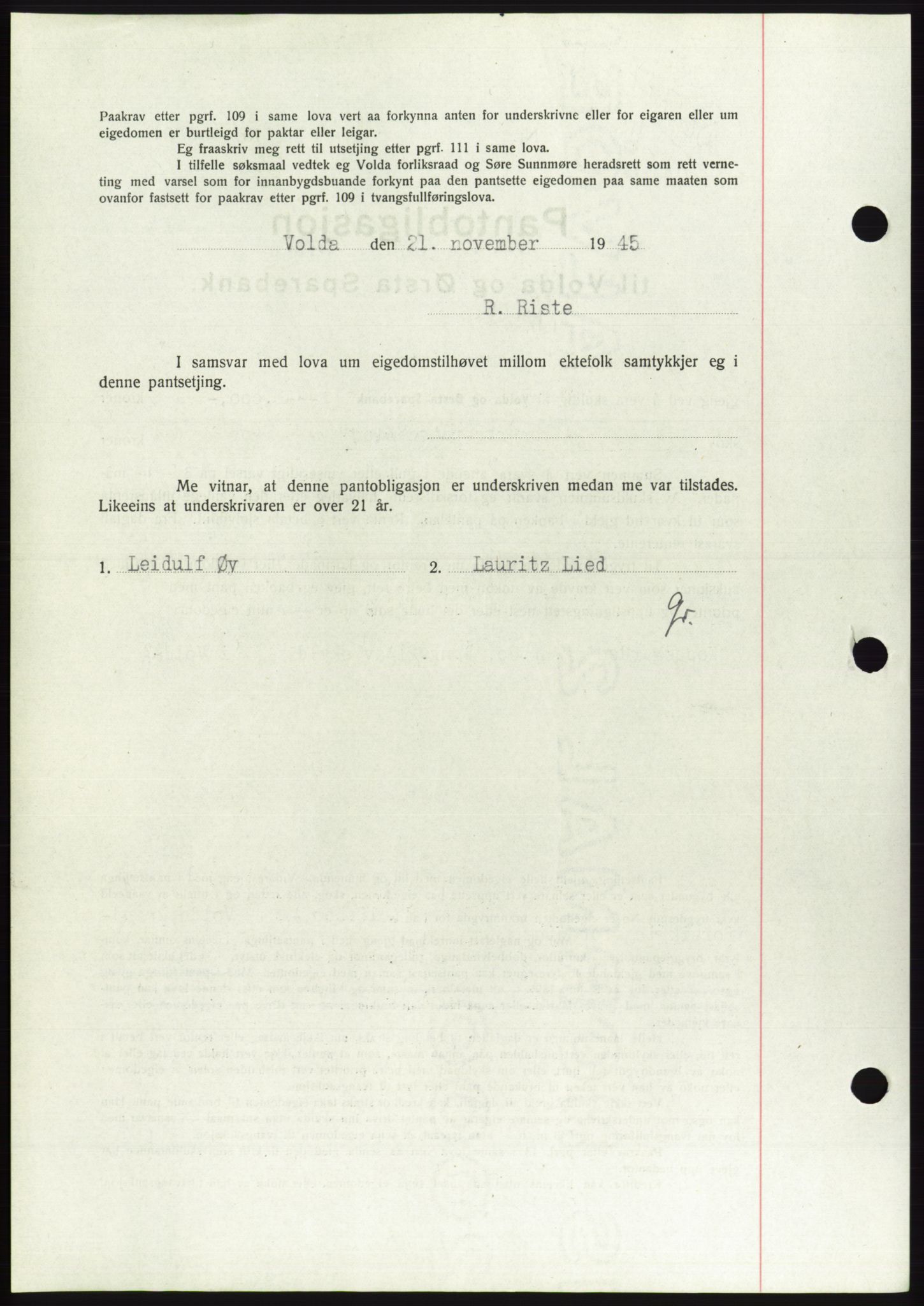 Søre Sunnmøre sorenskriveri, AV/SAT-A-4122/1/2/2C/L0114: Pantebok nr. 1-2B, 1943-1947, Dagboknr: 747/1945