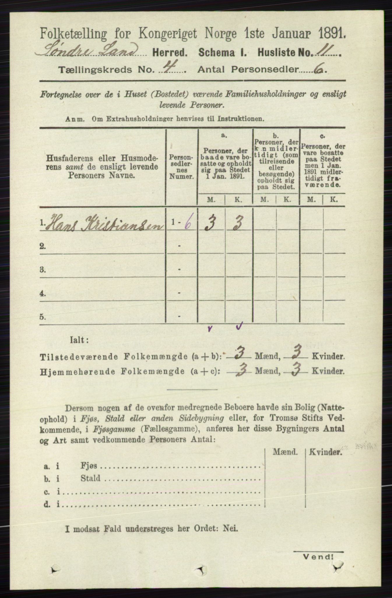 RA, Folketelling 1891 for 0536 Søndre Land herred, 1891, s. 3888