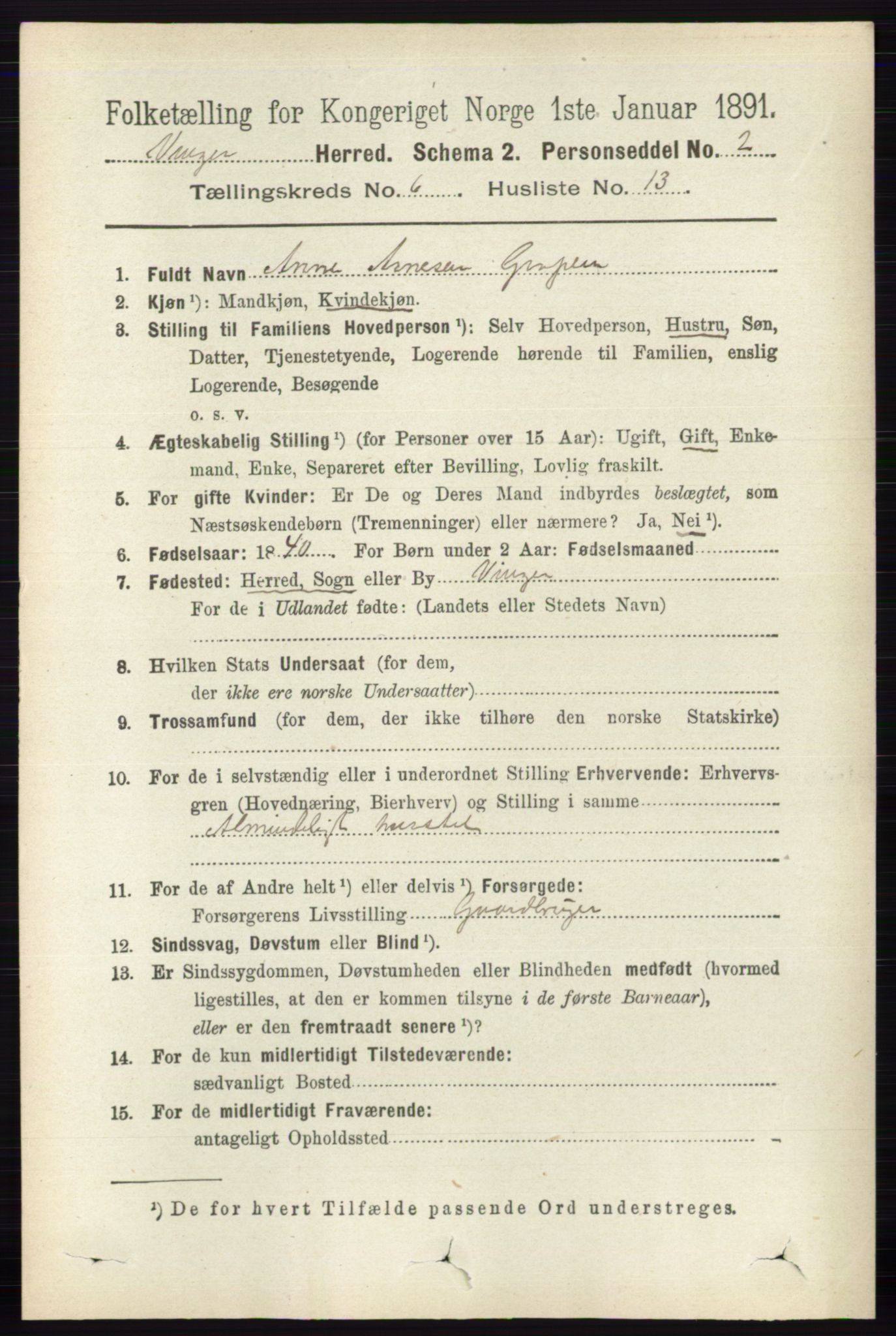 RA, Folketelling 1891 for 0421 Vinger herred, 1891, s. 2690