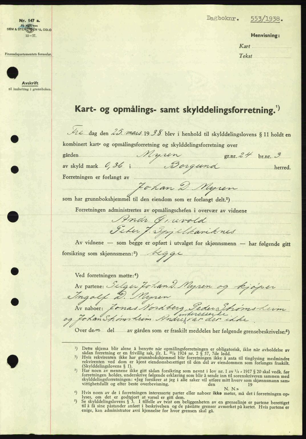 Nordre Sunnmøre sorenskriveri, AV/SAT-A-0006/1/2/2C/2Ca: Pantebok nr. A4, 1937-1938, Dagboknr: 553/1938