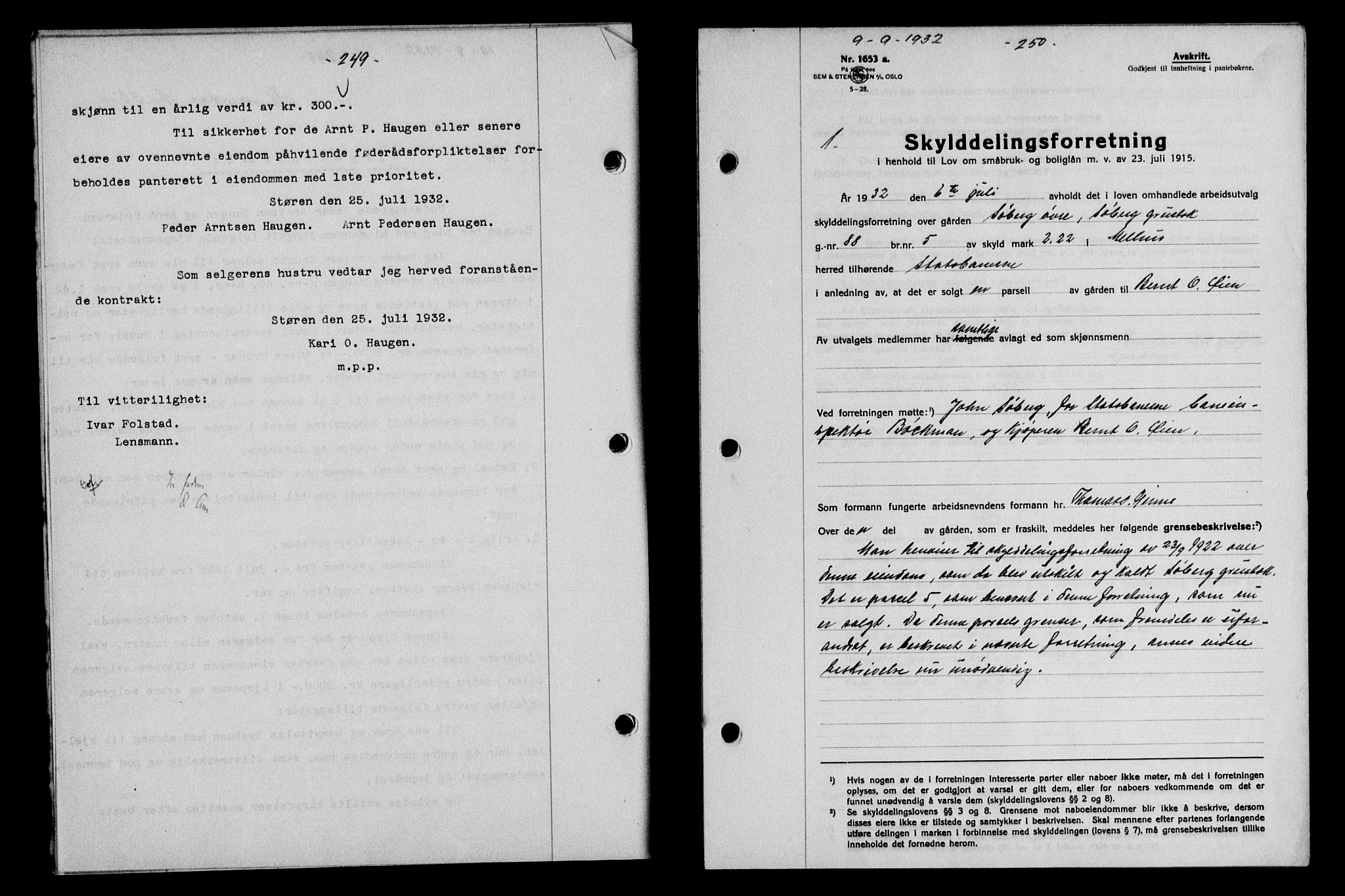 Gauldal sorenskriveri, SAT/A-0014/1/2/2C/L0042: Pantebok nr. 43-44, 1932-1933, Tingl.dato: 09.09.1932