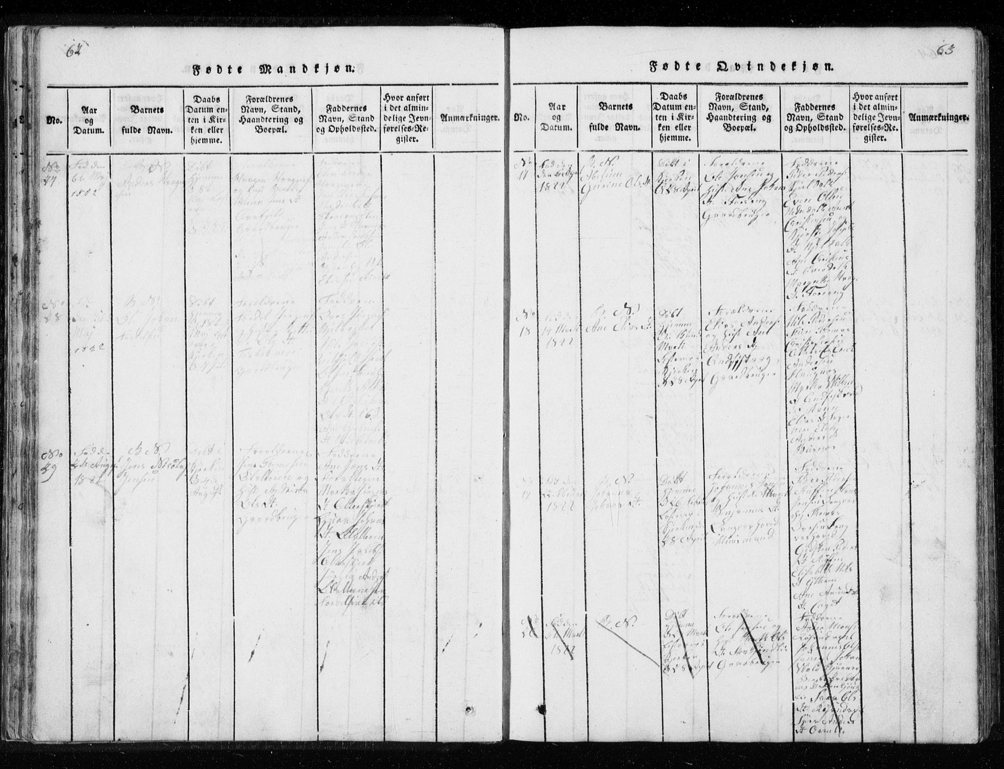 Ministerialprotokoller, klokkerbøker og fødselsregistre - Nordland, AV/SAT-A-1459/827/L0412: Klokkerbok nr. 827C01, 1820-1841, s. 62-63