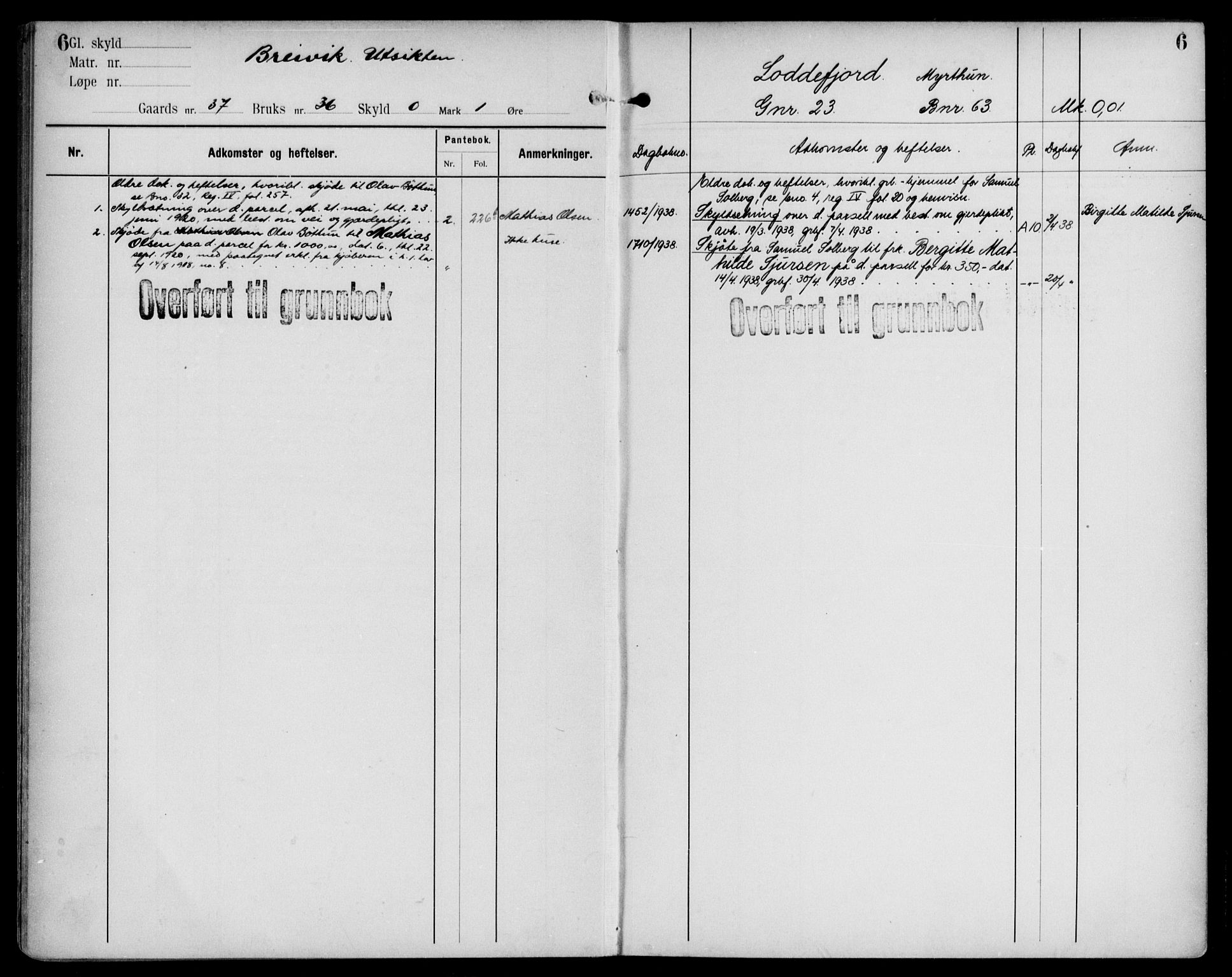 Midhordland sorenskriveri, AV/SAB-A-3001/1/G/Ga/Gab/L0108: Panteregister nr. II.A.b.108, s. 6