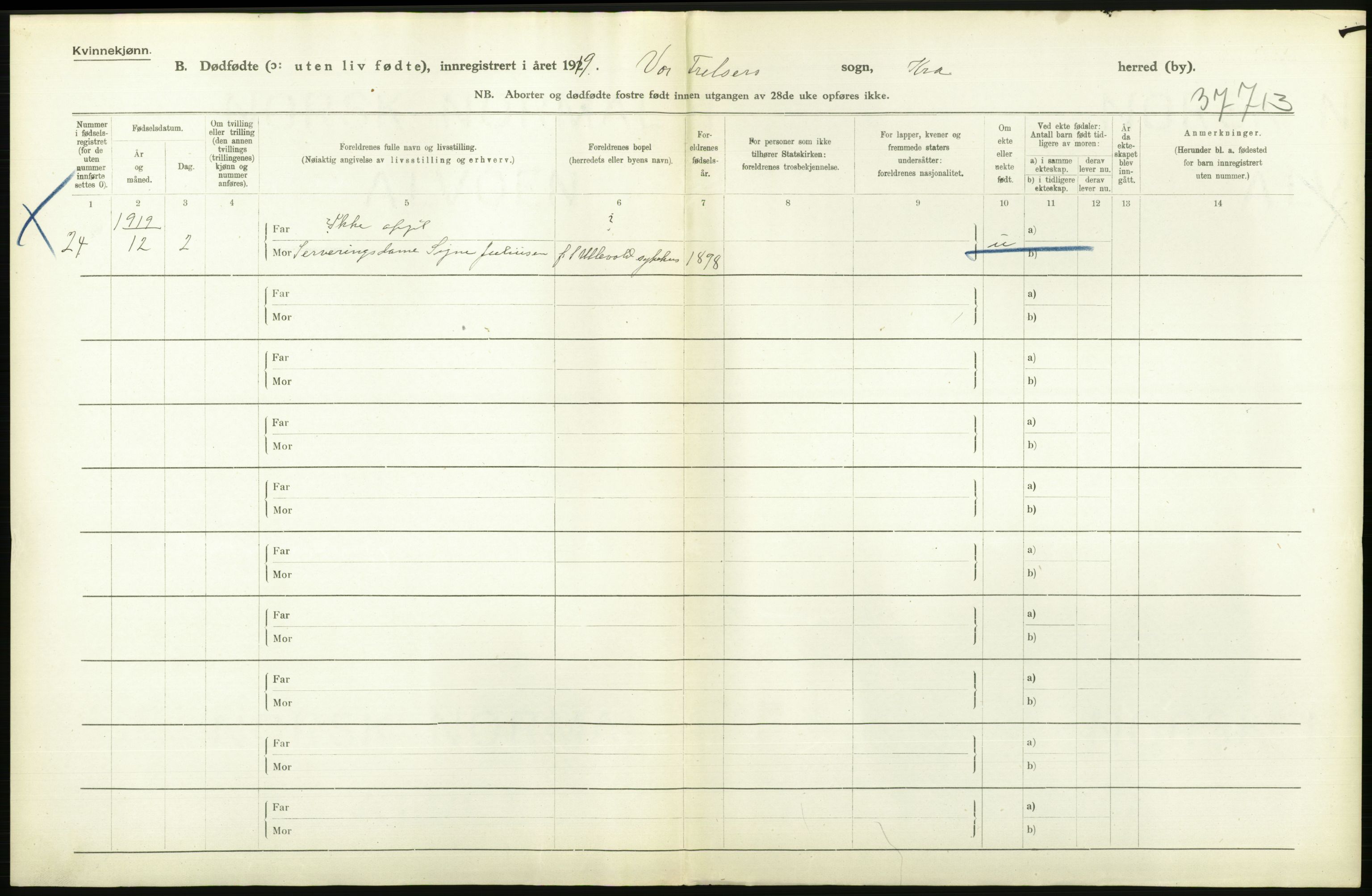 Statistisk sentralbyrå, Sosiodemografiske emner, Befolkning, AV/RA-S-2228/D/Df/Dfb/Dfbi/L0011: Kristiania: Døde, dødfødte, 1919