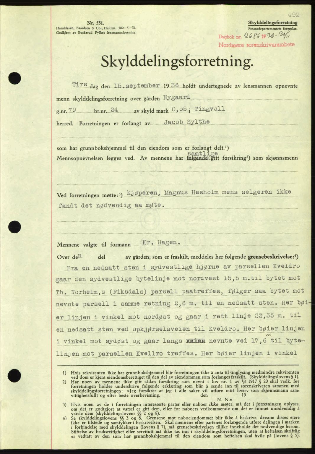 Nordmøre sorenskriveri, SAT/A-4132/1/2/2Ca: Pantebok nr. A80, 1936-1937, Dagboknr: 2686/1936