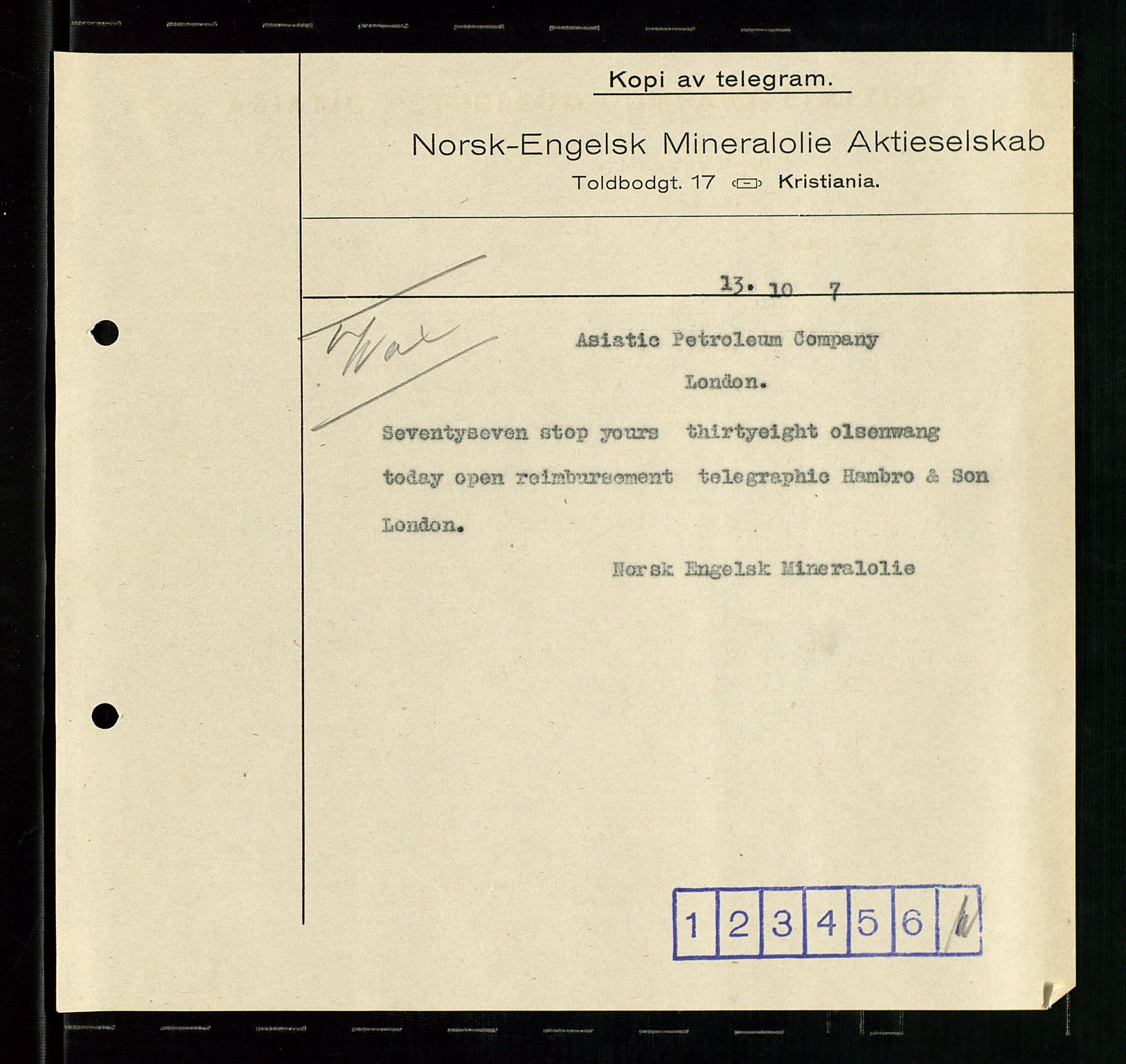 Pa 1521 - A/S Norske Shell, AV/SAST-A-101915/E/Ea/Eaa/L0001: Sjefskorrespondanse, 1917, s. 568