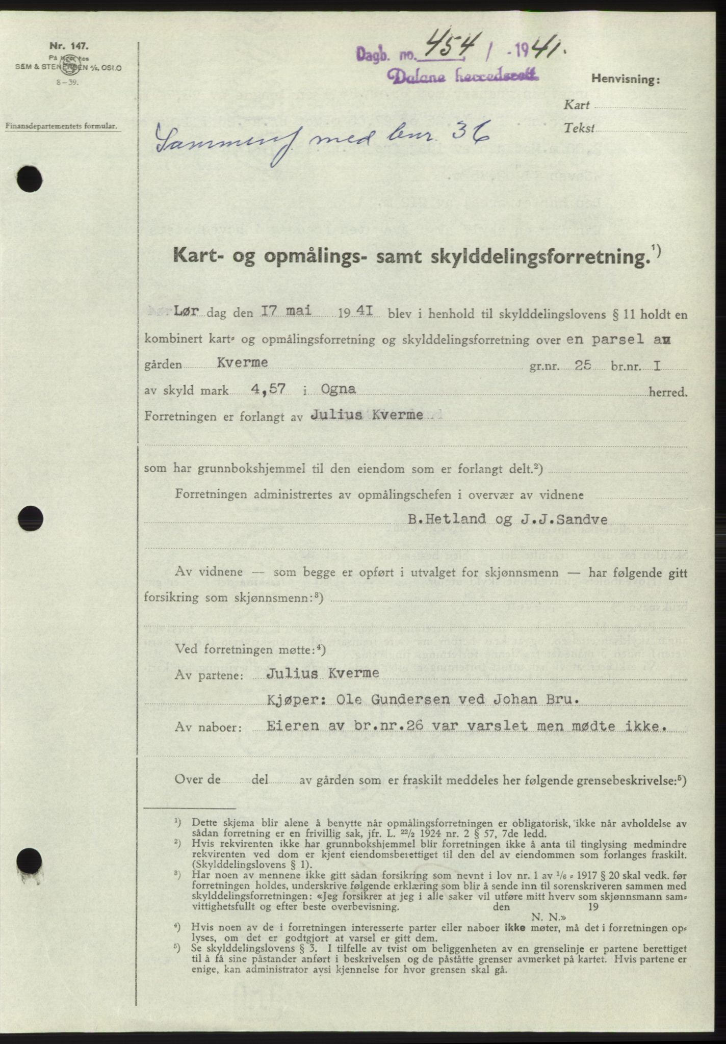 Dalane sorenskriveri, SAST/A-100309/02/G/Gb/L0058: Pantebok, 1926-1950, Tingl.dato: 27.05.1941