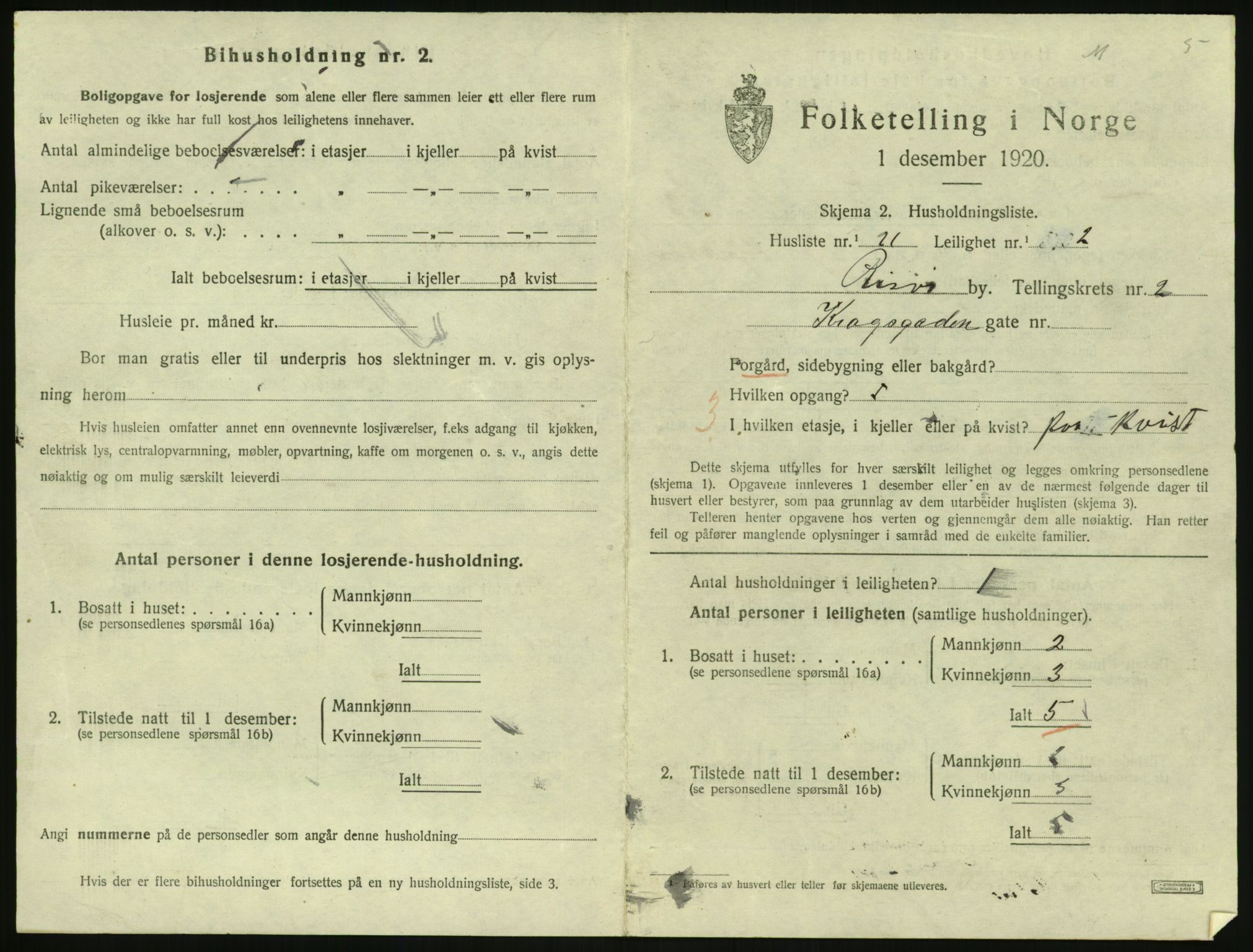 SAK, Folketelling 1920 for 0901 Risør kjøpstad, 1920, s. 1999