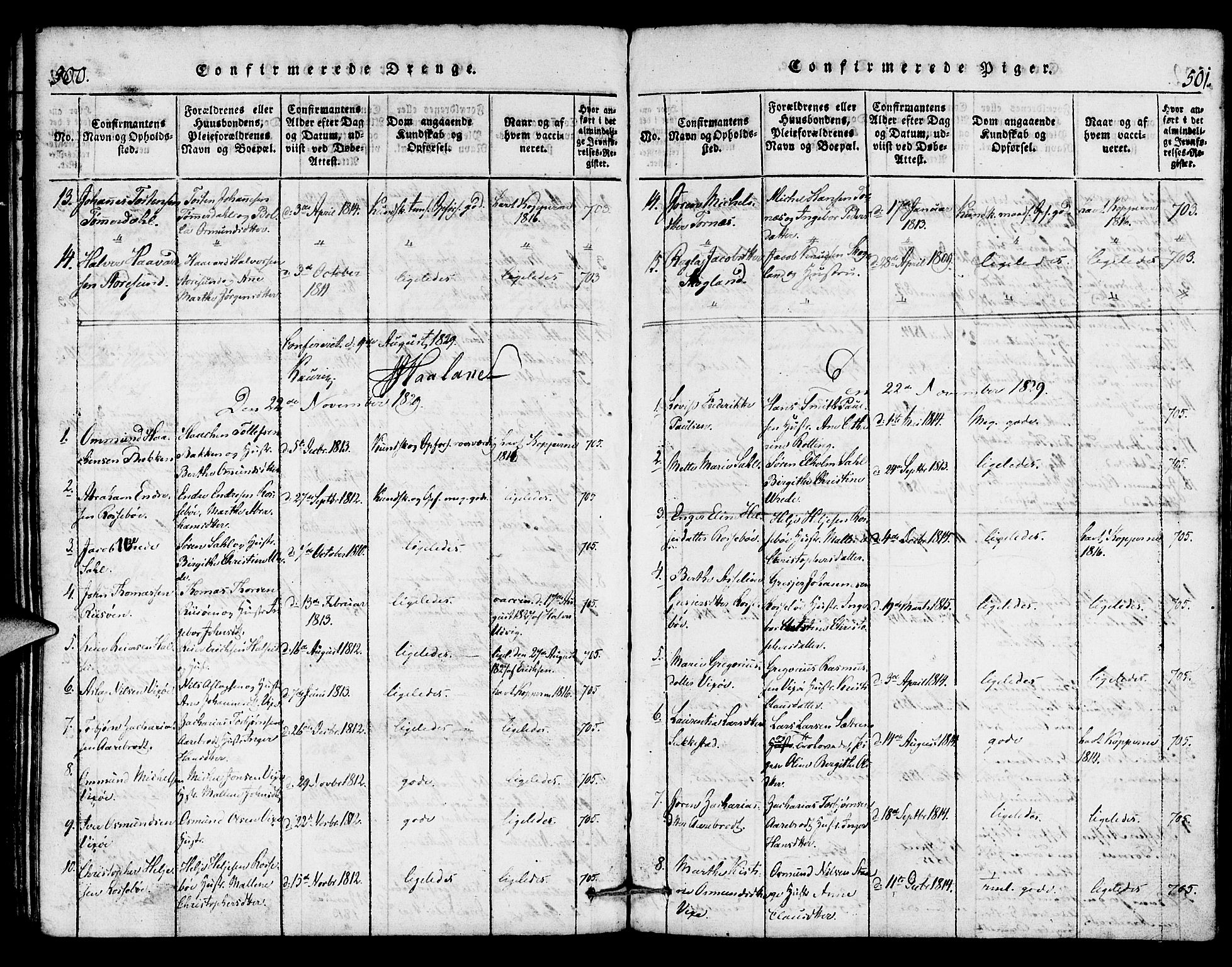 Torvastad sokneprestkontor, SAST/A -101857/H/Ha/Haa/L0004: Ministerialbok nr. A 4, 1817-1836, s. 500-501