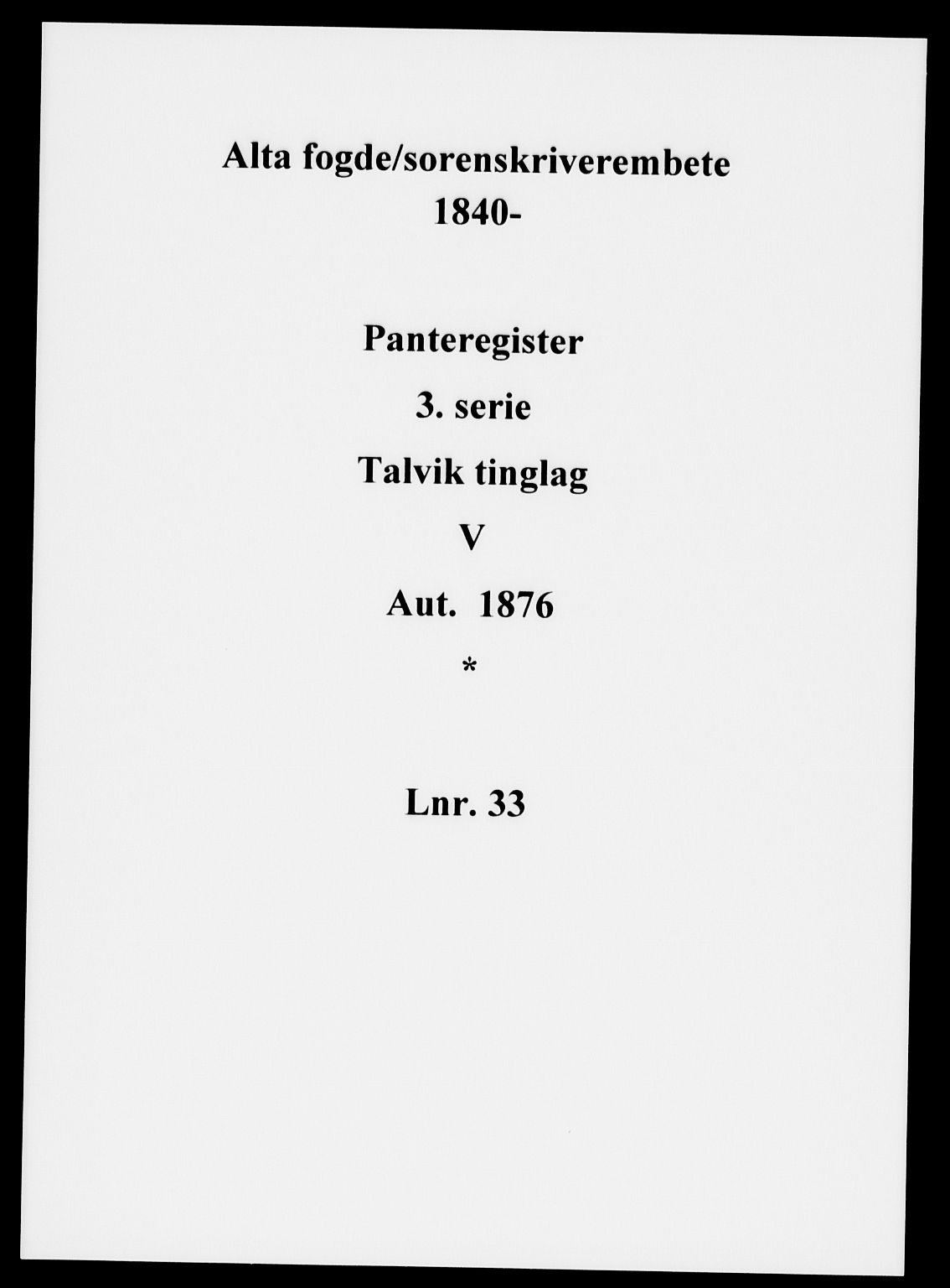 Alta fogderi/sorenskriveri, SATØ/SATØ-5/1/K/Kb/Kbc/L0033pantereg: Panteregister nr. 33