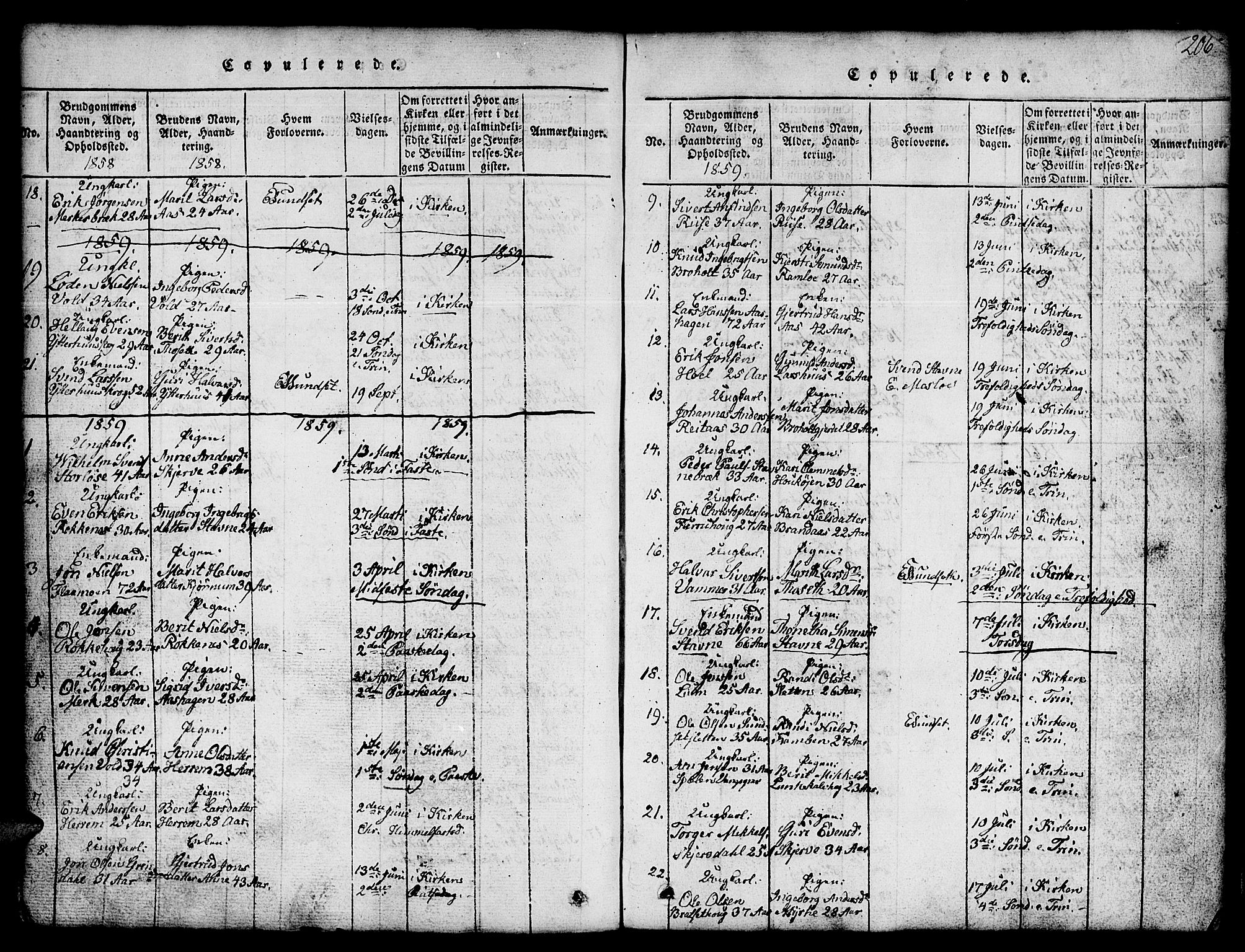 Ministerialprotokoller, klokkerbøker og fødselsregistre - Sør-Trøndelag, AV/SAT-A-1456/674/L0874: Klokkerbok nr. 674C01, 1816-1860, s. 206