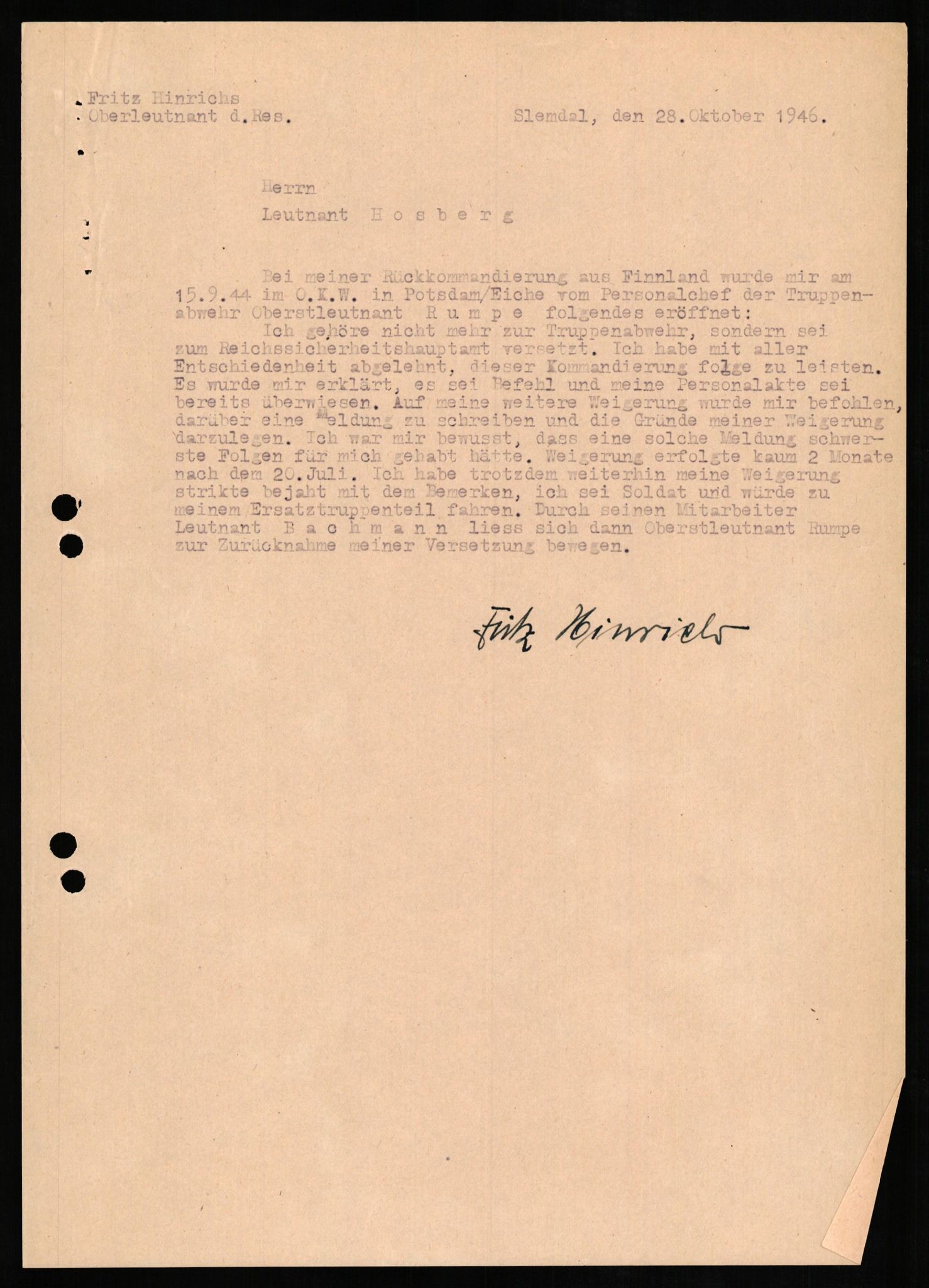 Forsvaret, Forsvarets overkommando II, AV/RA-RAFA-3915/D/Db/L0013: CI Questionaires. Tyske okkupasjonsstyrker i Norge. Tyskere., 1945-1946, s. 293