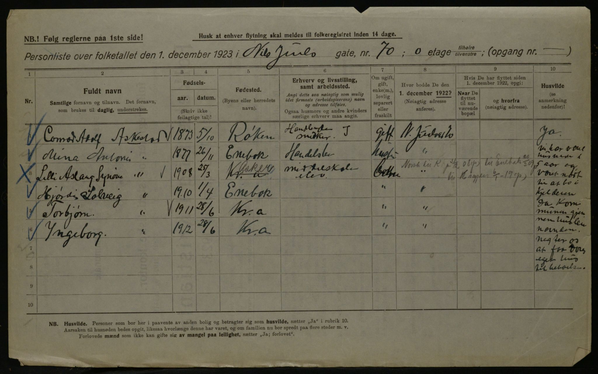 OBA, Kommunal folketelling 1.12.1923 for Kristiania, 1923, s. 78105