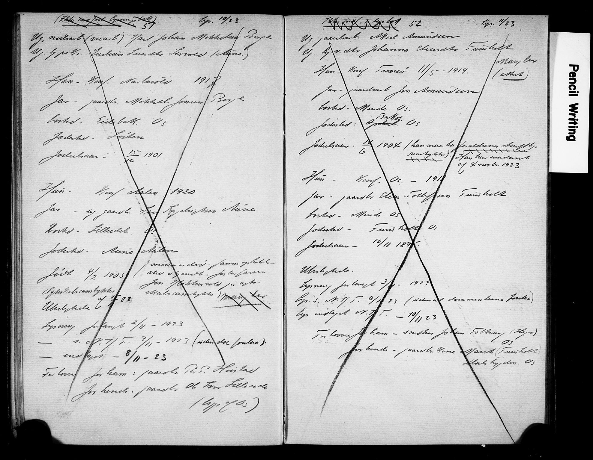 Tolga prestekontor, AV/SAH-PREST-062/N/L0005: Lysningsprotokoll nr. 32, 1920-1929, s. 51-52