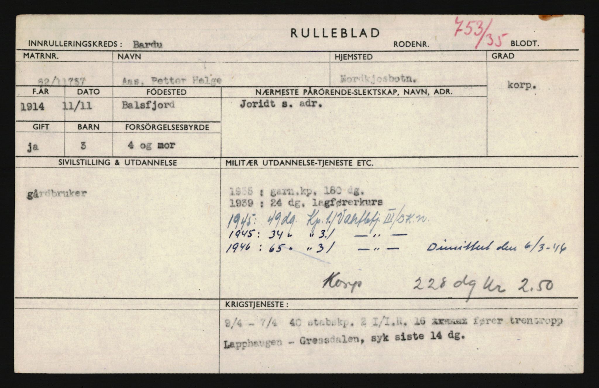 Forsvaret, Troms infanteriregiment nr. 16, AV/RA-RAFA-3146/P/Pa/L0019: Rulleblad for regimentets menige mannskaper, årsklasse 1935, 1935, s. 1301