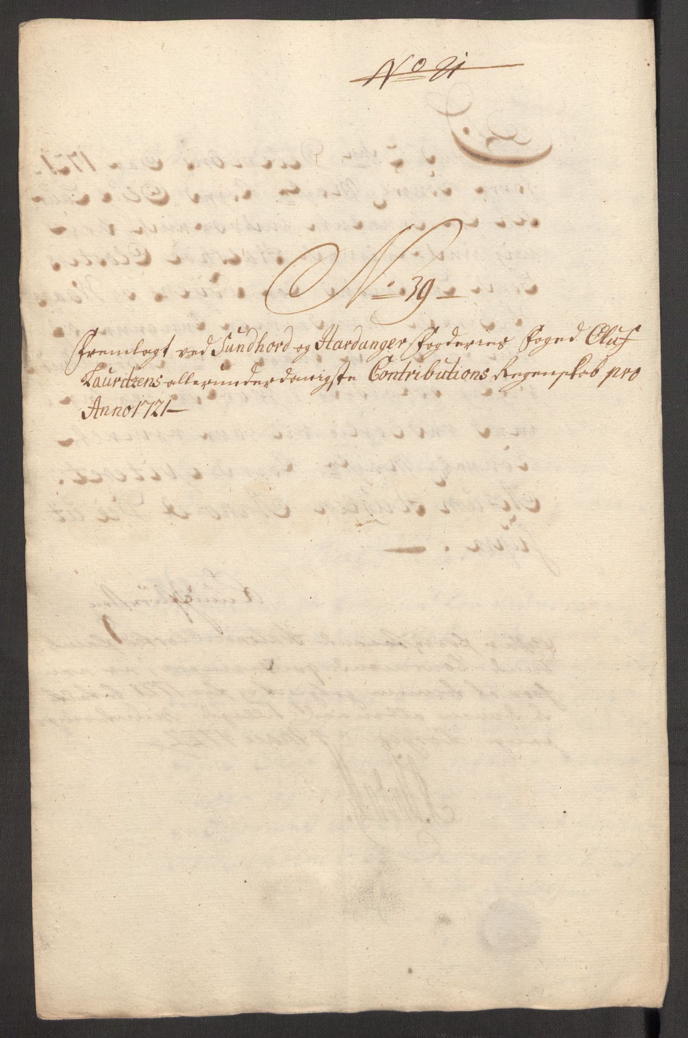 Rentekammeret inntil 1814, Reviderte regnskaper, Fogderegnskap, RA/EA-4092/R48/L3000: Fogderegnskap Sunnhordland og Hardanger, 1721, s. 281
