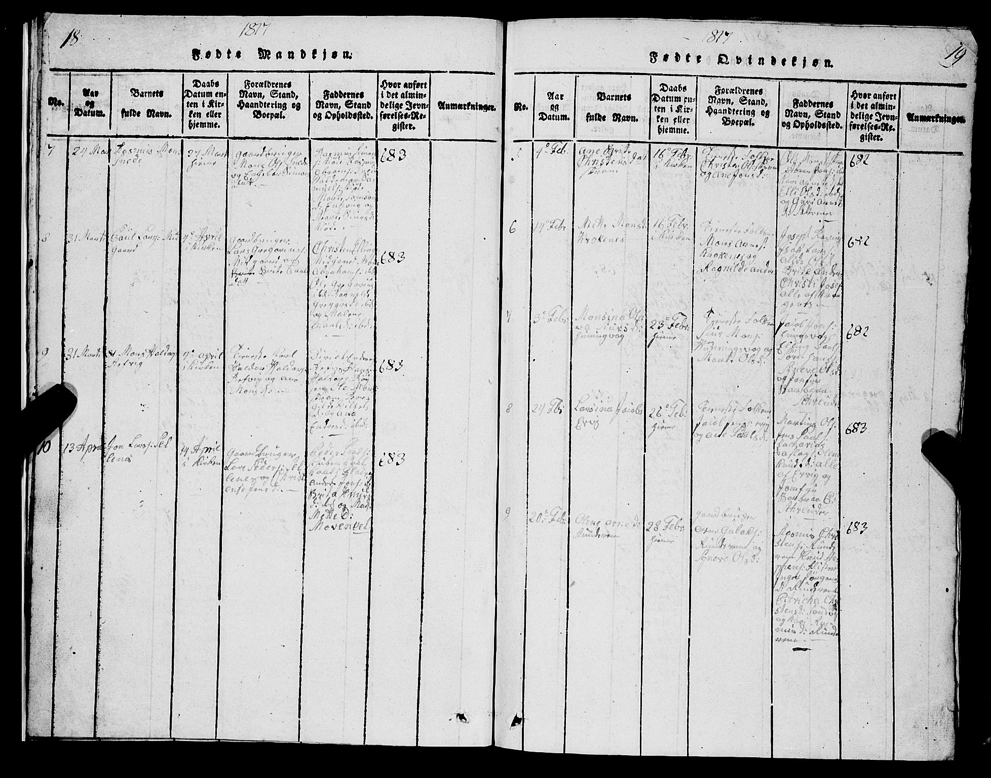 Selje sokneprestembete, AV/SAB-A-99938/H/Ha/Hab/Haba: Klokkerbok nr. A 1, 1816-1828, s. 18-19