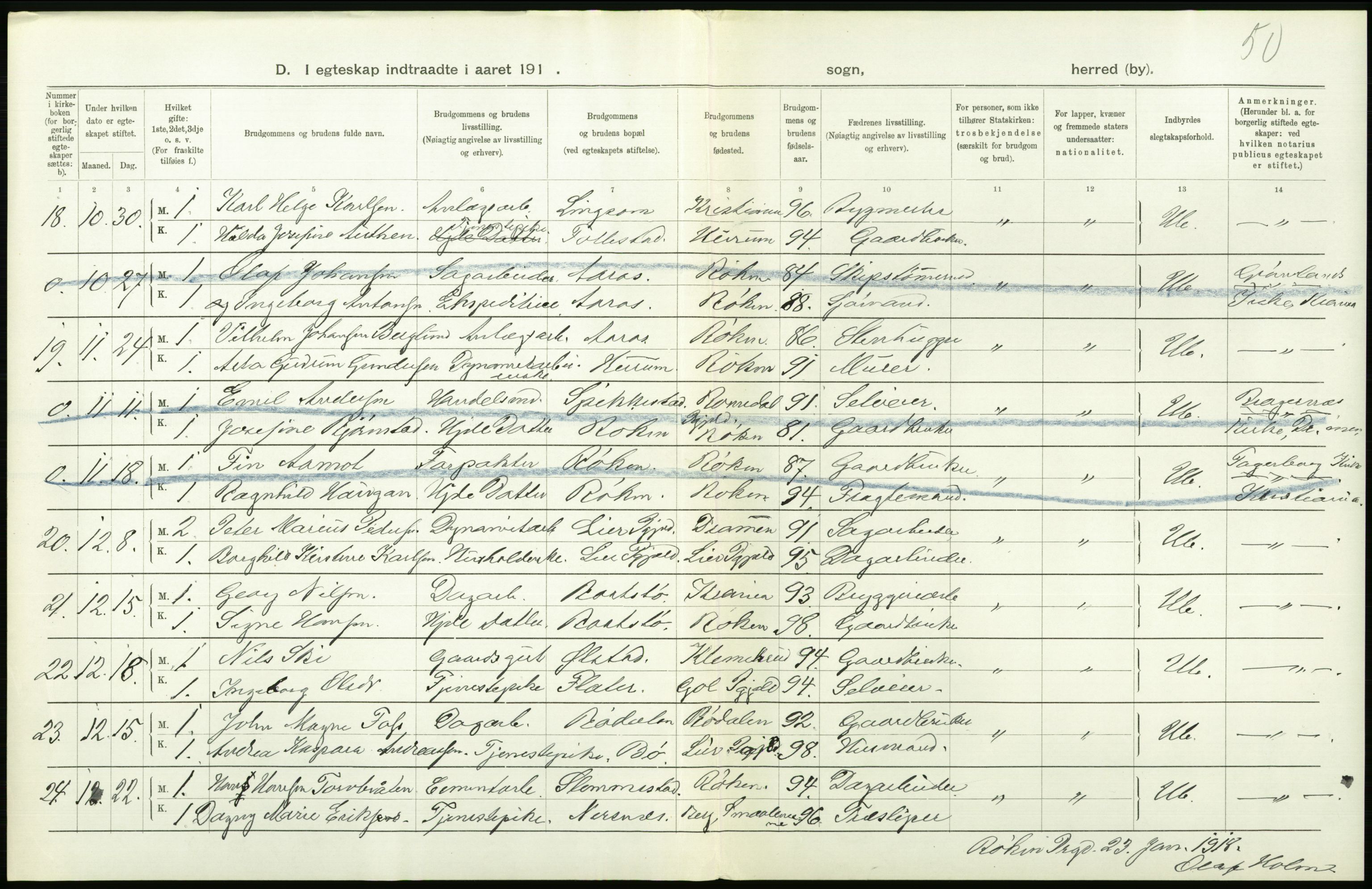 Statistisk sentralbyrå, Sosiodemografiske emner, Befolkning, AV/RA-S-2228/D/Df/Dfb/Dfbg/L0019: Buskeruds amt: Levendefødte menn og kvinner. Byer, samt gifte. Bygder og byer., 1917, s. 268