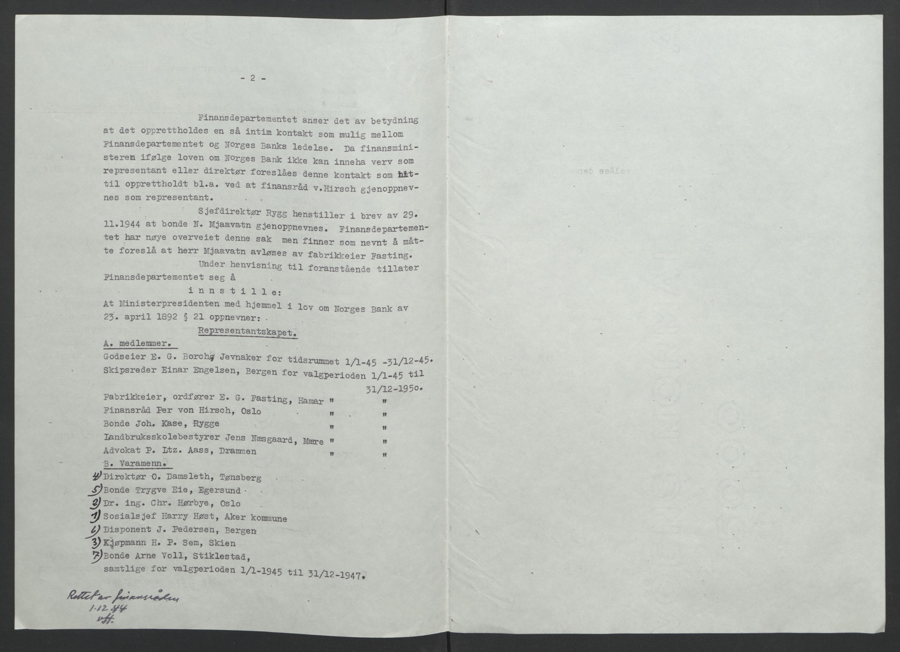 NS-administrasjonen 1940-1945 (Statsrådsekretariatet, de kommisariske statsråder mm), RA/S-4279/D/Db/L0090: Foredrag til vedtak utenfor ministermøte, 1942-1945, s. 482