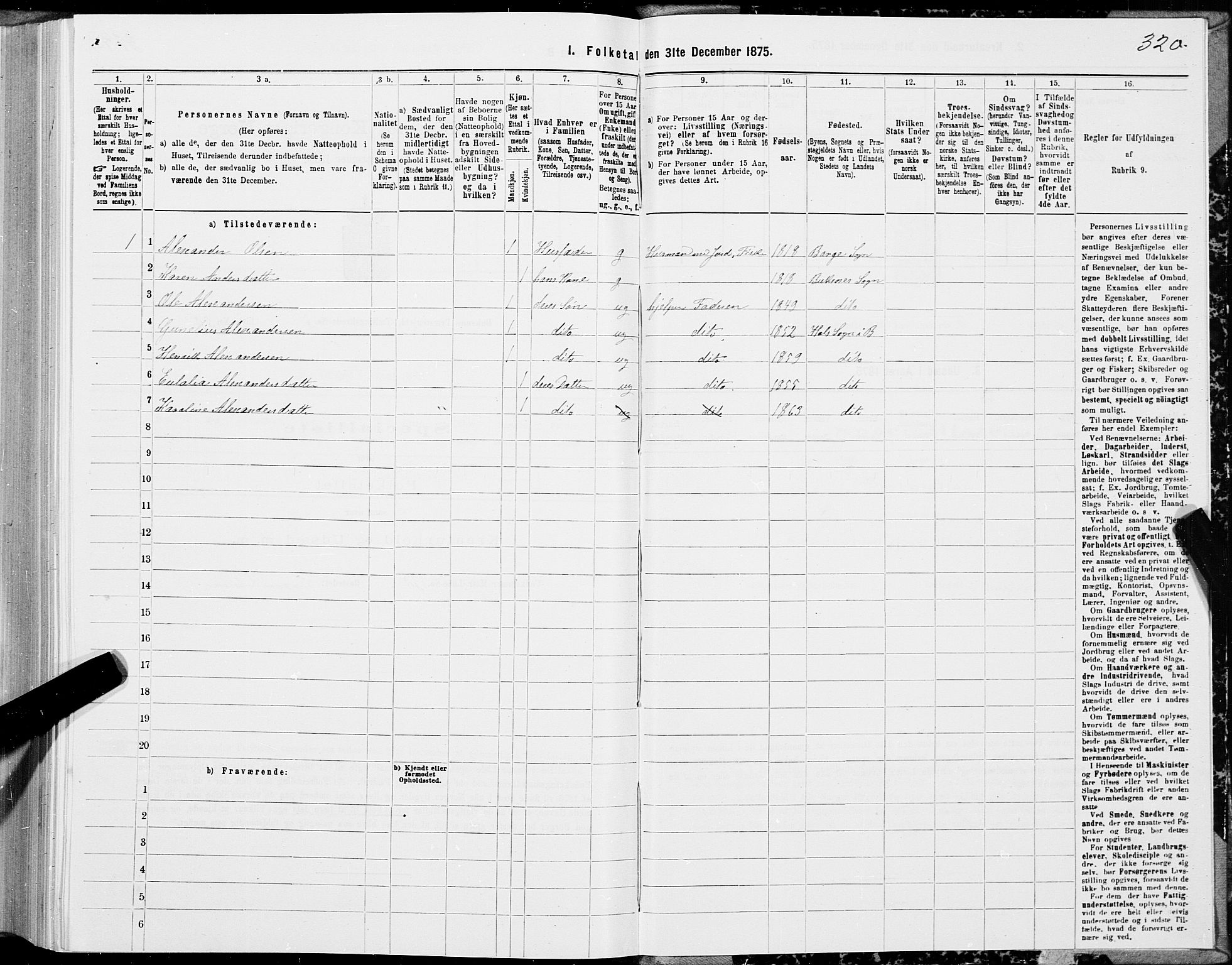 SAT, Folketelling 1875 for 1860P Buksnes prestegjeld, 1875, s. 2320