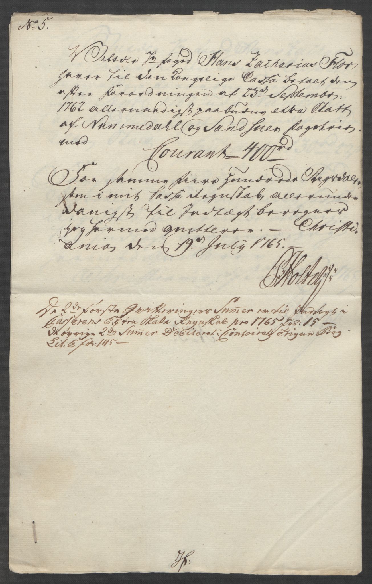 Rentekammeret inntil 1814, Reviderte regnskaper, Fogderegnskap, AV/RA-EA-4092/R24/L1672: Ekstraskatten Numedal og Sandsvær, 1762-1767, s. 282