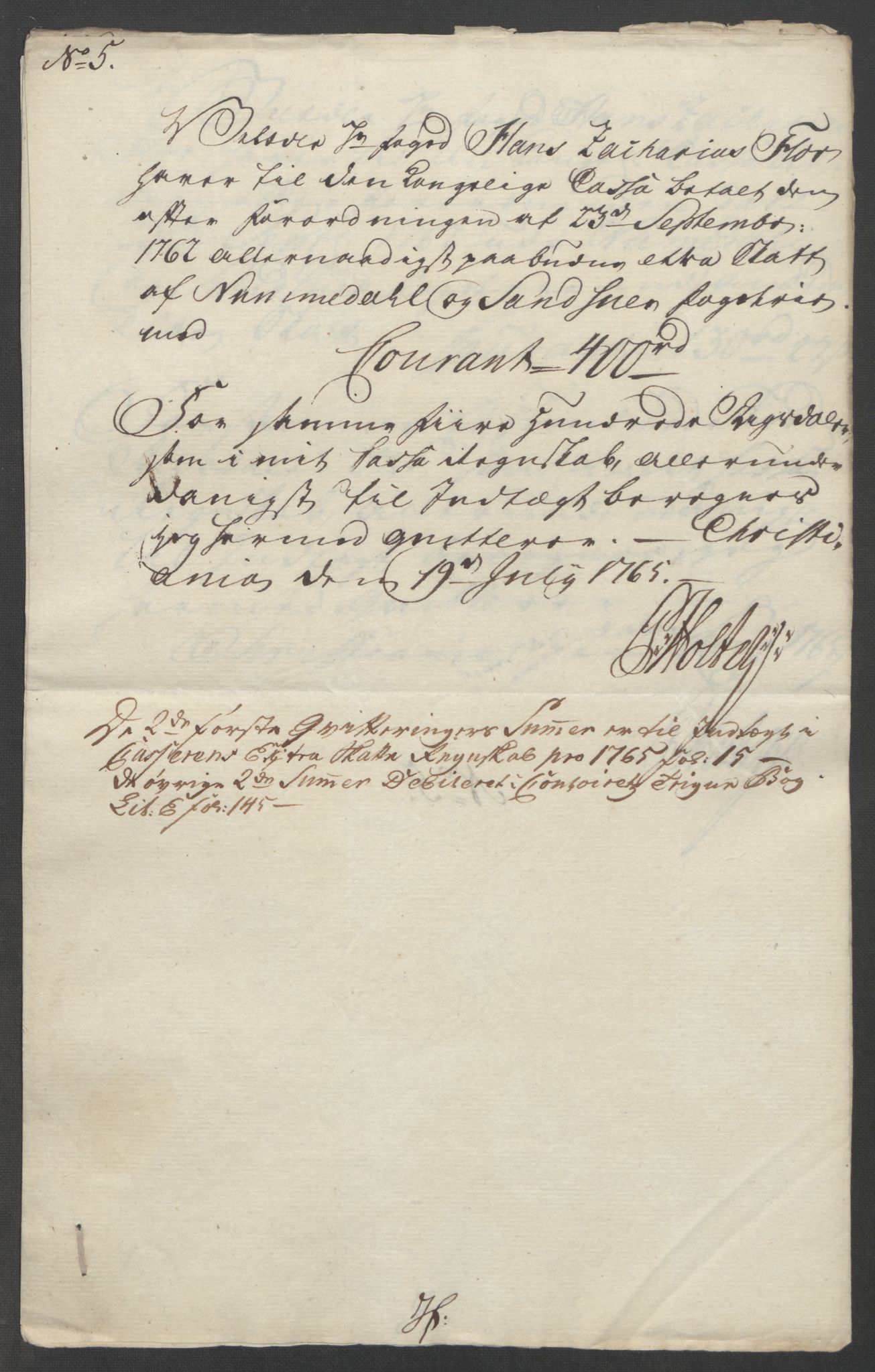 Rentekammeret inntil 1814, Reviderte regnskaper, Fogderegnskap, RA/EA-4092/R24/L1672: Ekstraskatten Numedal og Sandsvær, 1762-1767, s. 282