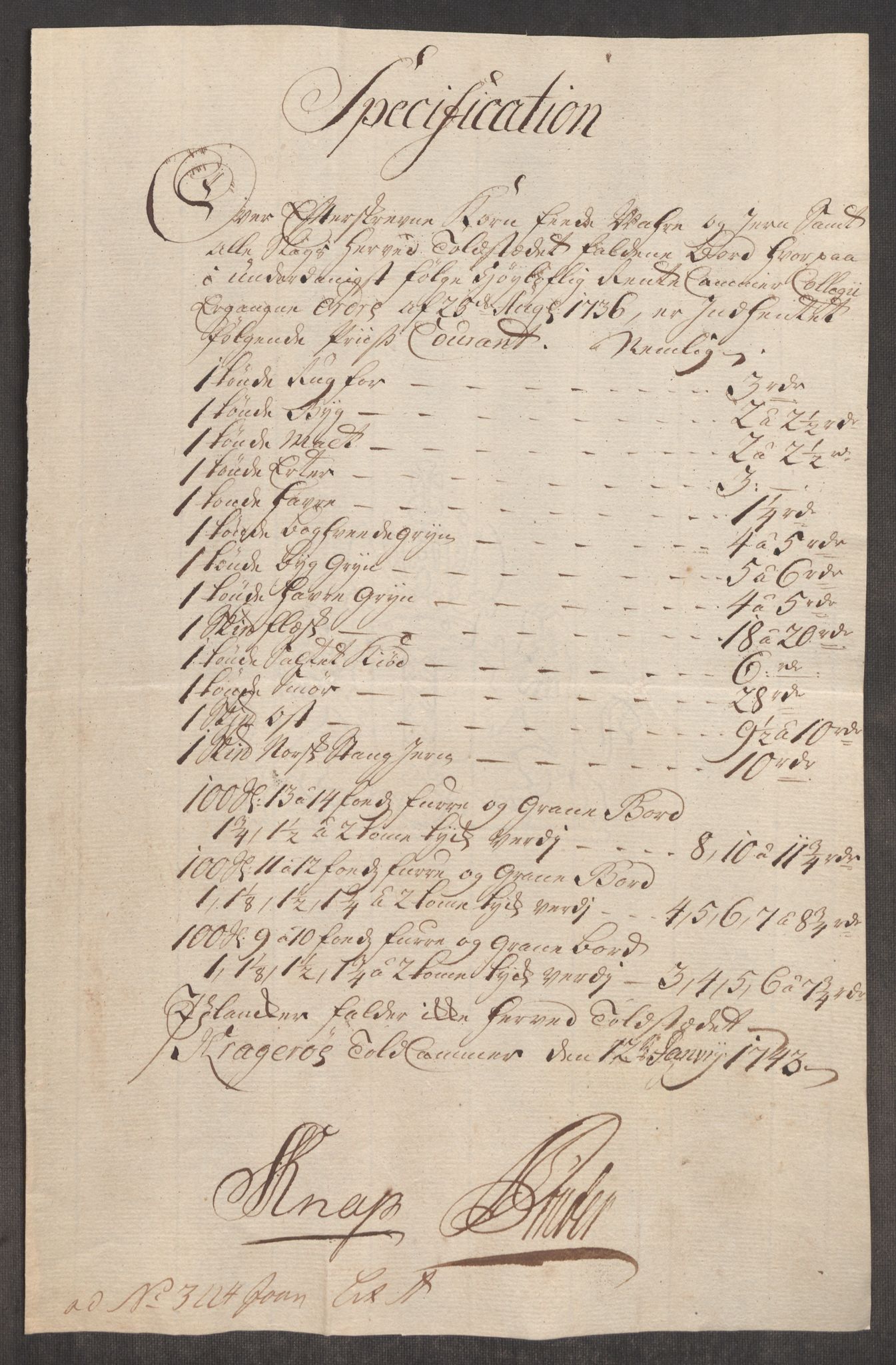 Rentekammeret inntil 1814, Realistisk ordnet avdeling, RA/EA-4070/Oe/L0002: [Ø1]: Priskuranter, 1740-1744, s. 540