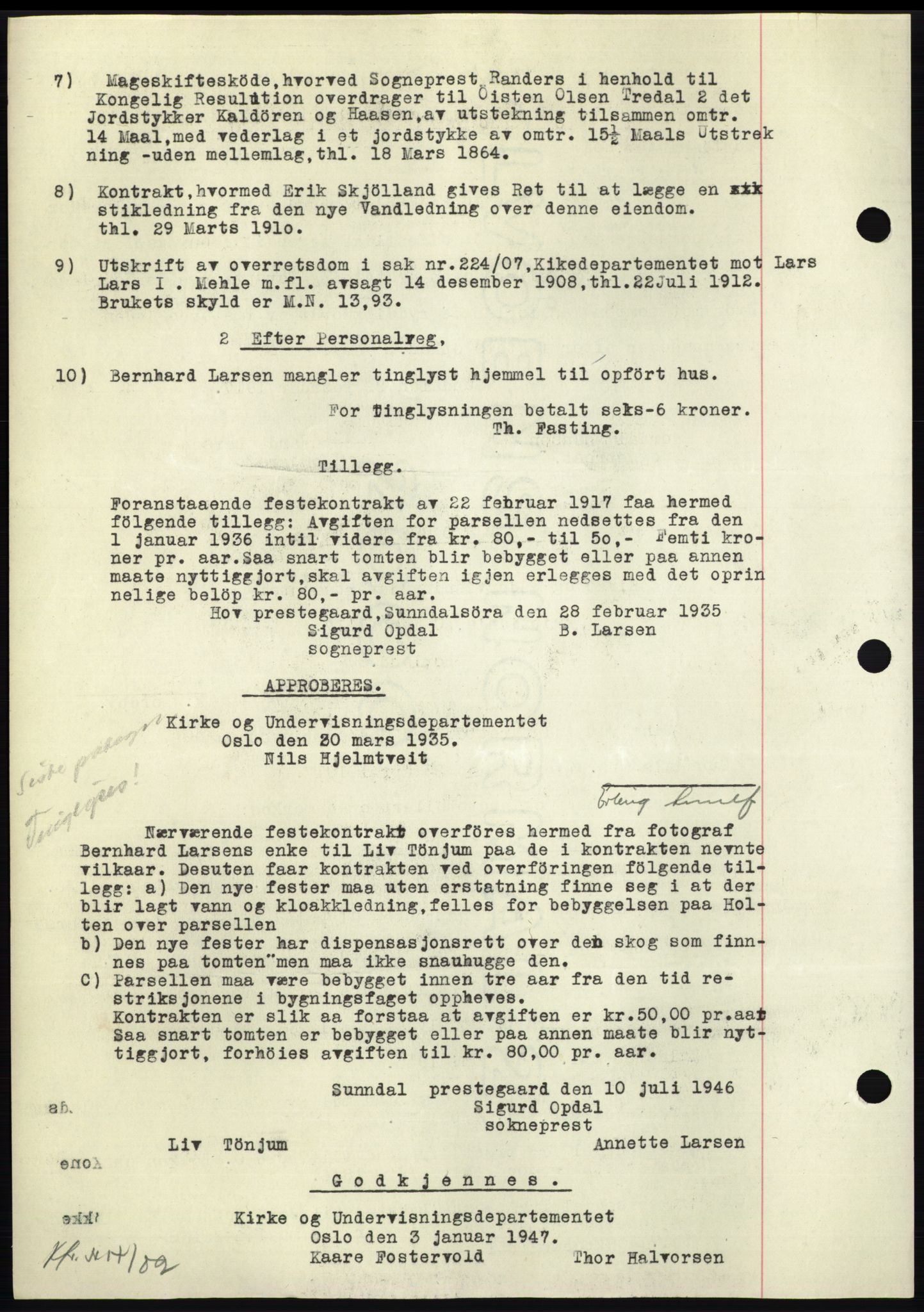 Nordmøre sorenskriveri, AV/SAT-A-4132/1/2/2Ca: Pantebok nr. B96, 1947-1947, Dagboknr: 802/1947