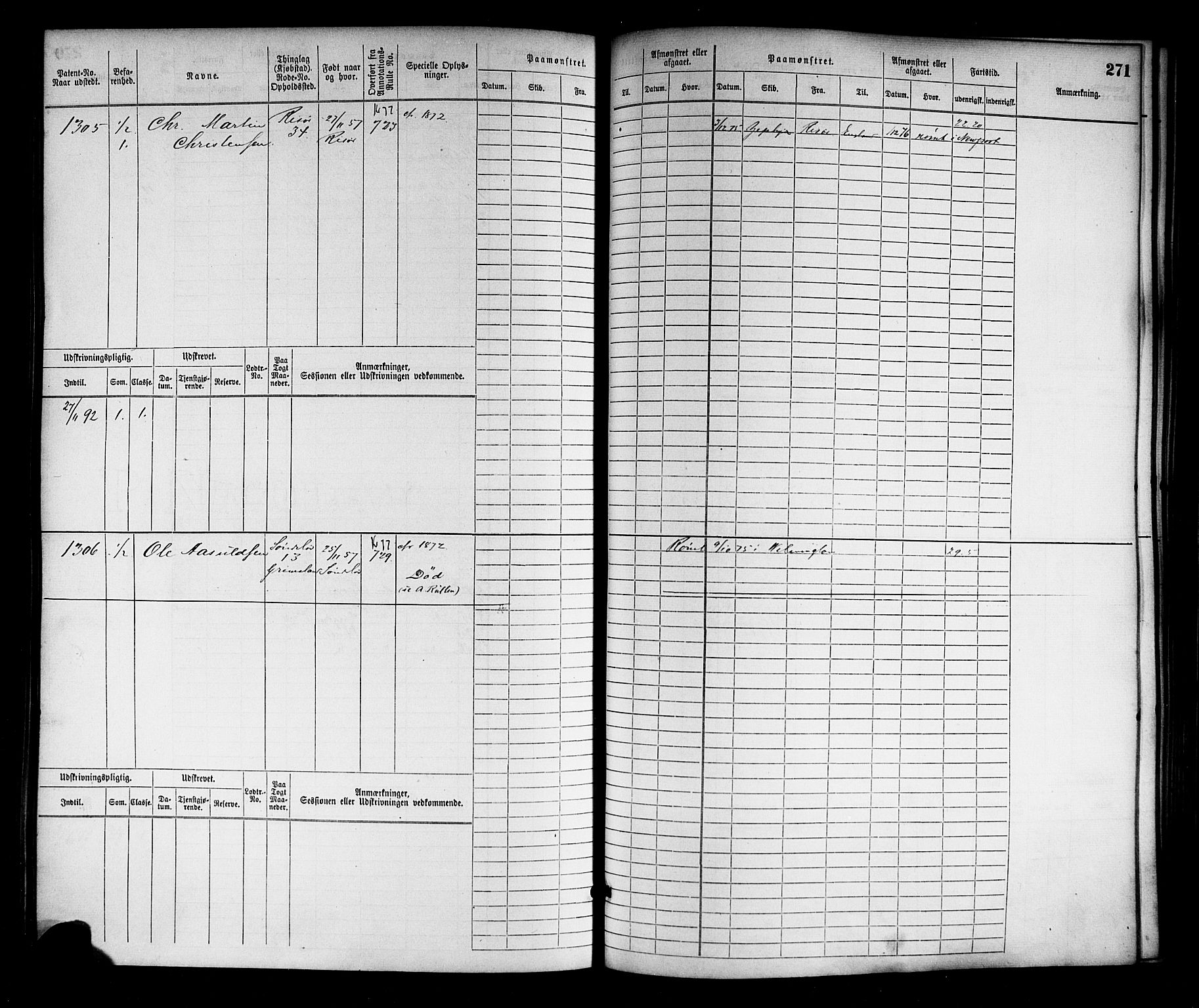 Risør mønstringskrets, AV/SAK-2031-0010/F/Fb/L0003: Hovedrulle nr 767-1528, Q-3, 1868-1910, s. 274