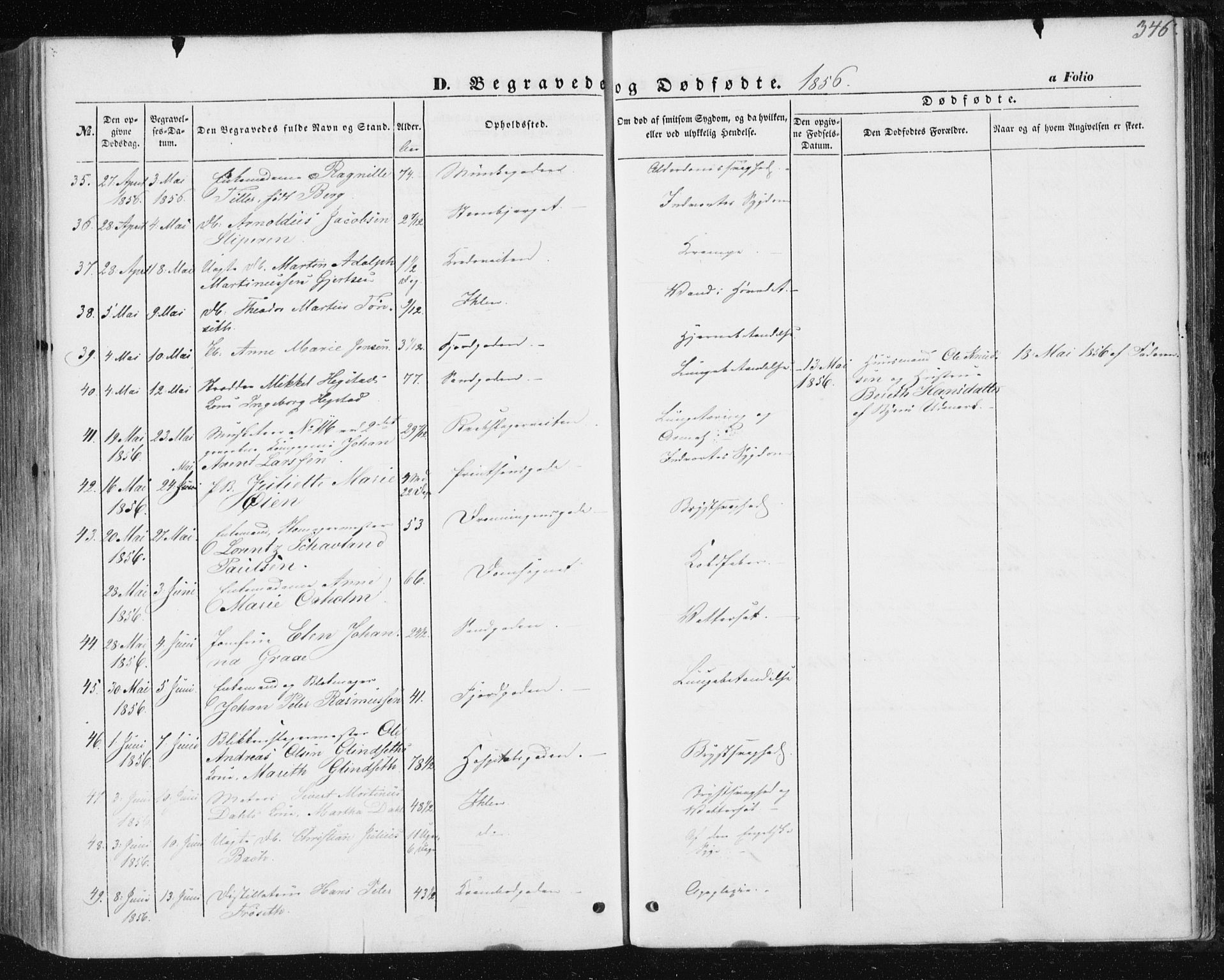 Ministerialprotokoller, klokkerbøker og fødselsregistre - Sør-Trøndelag, SAT/A-1456/602/L0112: Ministerialbok nr. 602A10, 1848-1859, s. 346