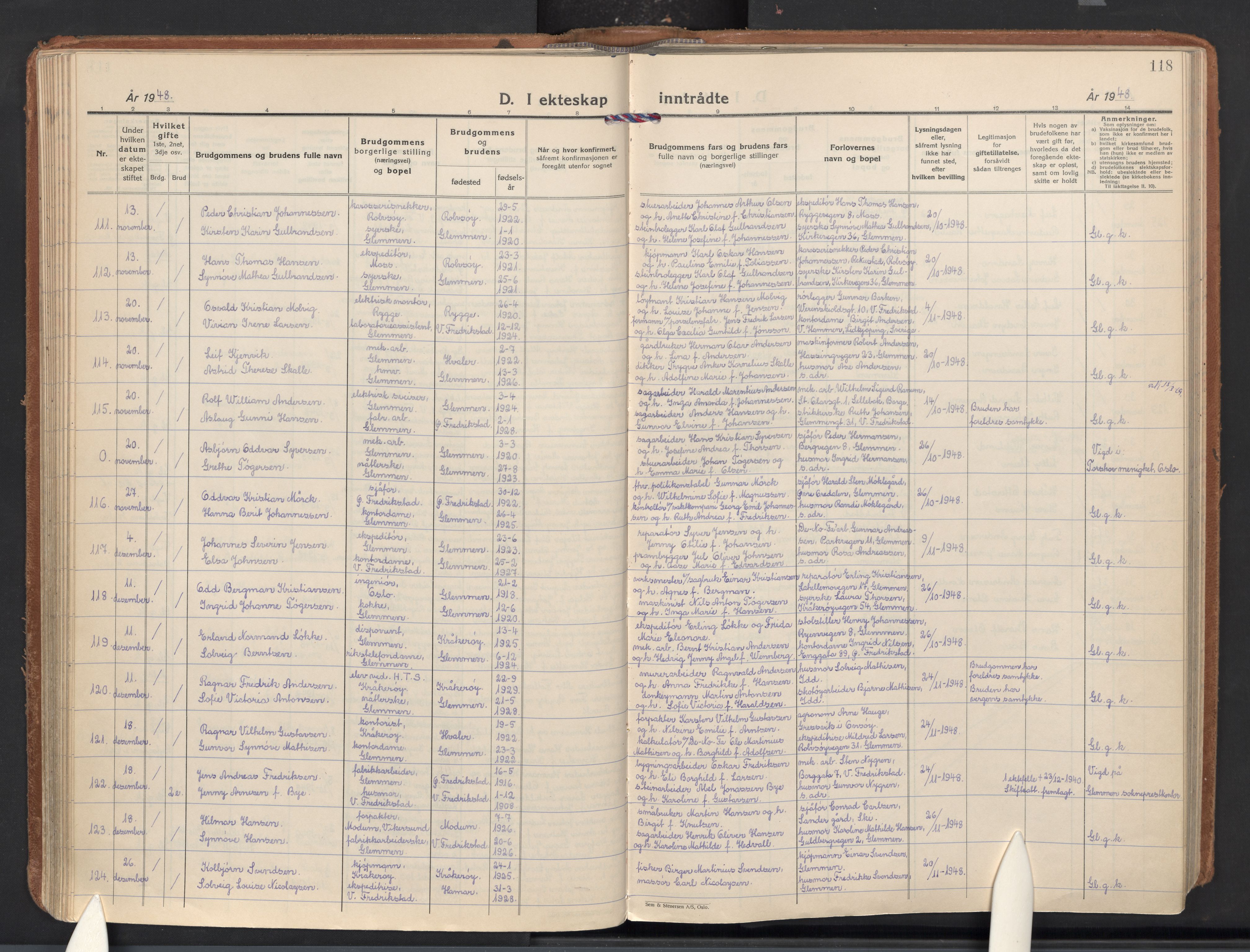 Glemmen prestekontor Kirkebøker, AV/SAO-A-10908/F/Fa/L0020: Ministerialbok nr. 20, 1938-1968, s. 118