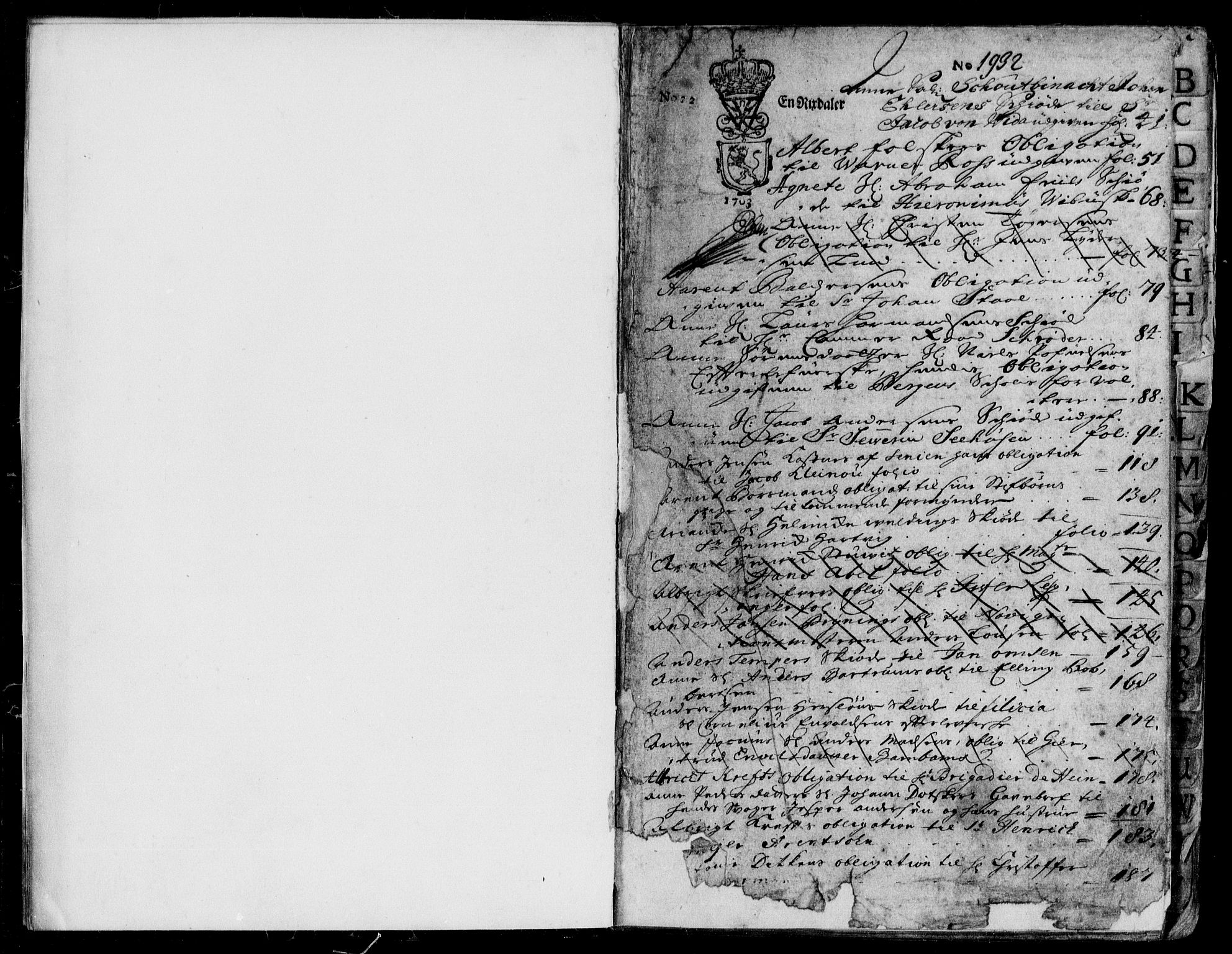 Byfogd og Byskriver i Bergen, SAB/A-3401/03/03Ba/L0005: Pantebok nr. II.B.a.5, 1703-1707, s. 1