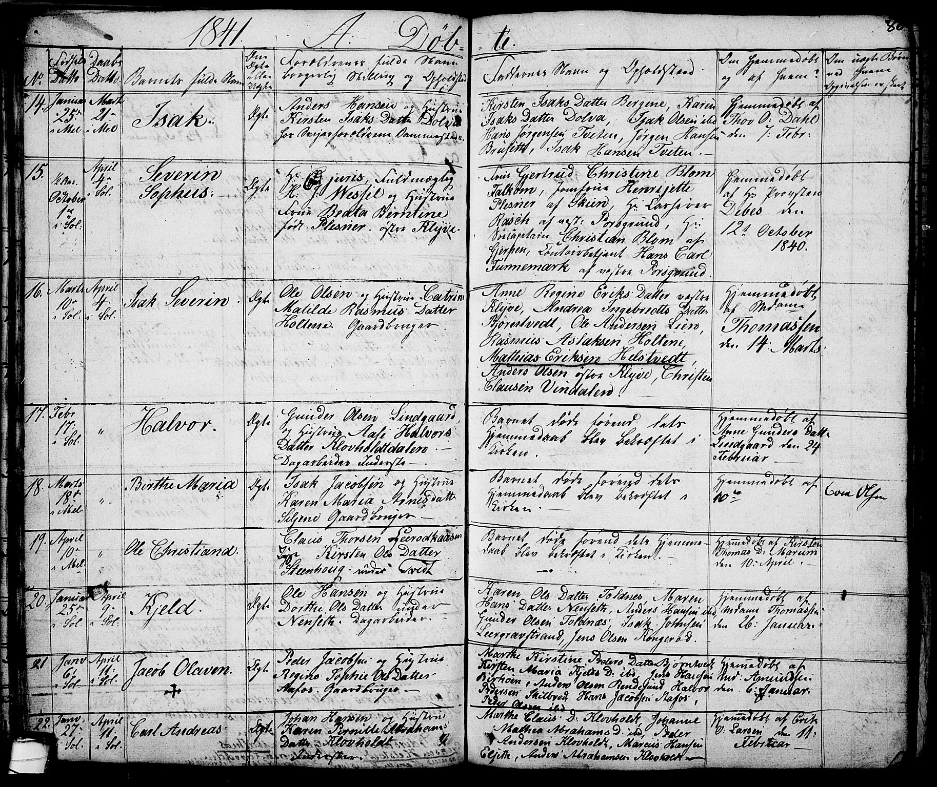 Solum kirkebøker, AV/SAKO-A-306/G/Ga/L0002: Klokkerbok nr. I 2, 1834-1848, s. 80
