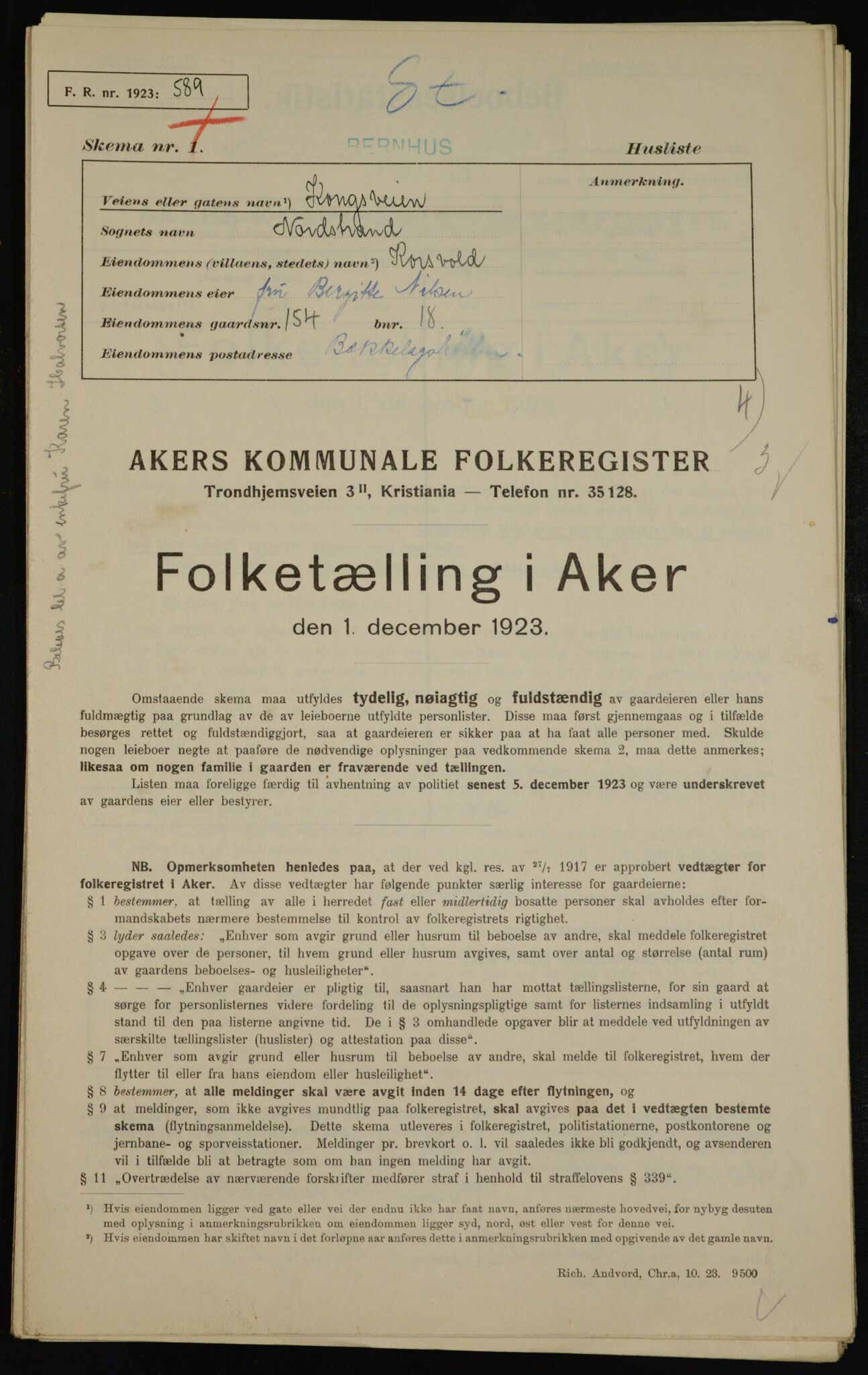 , Kommunal folketelling 1.12.1923 for Aker, 1923, s. 40202