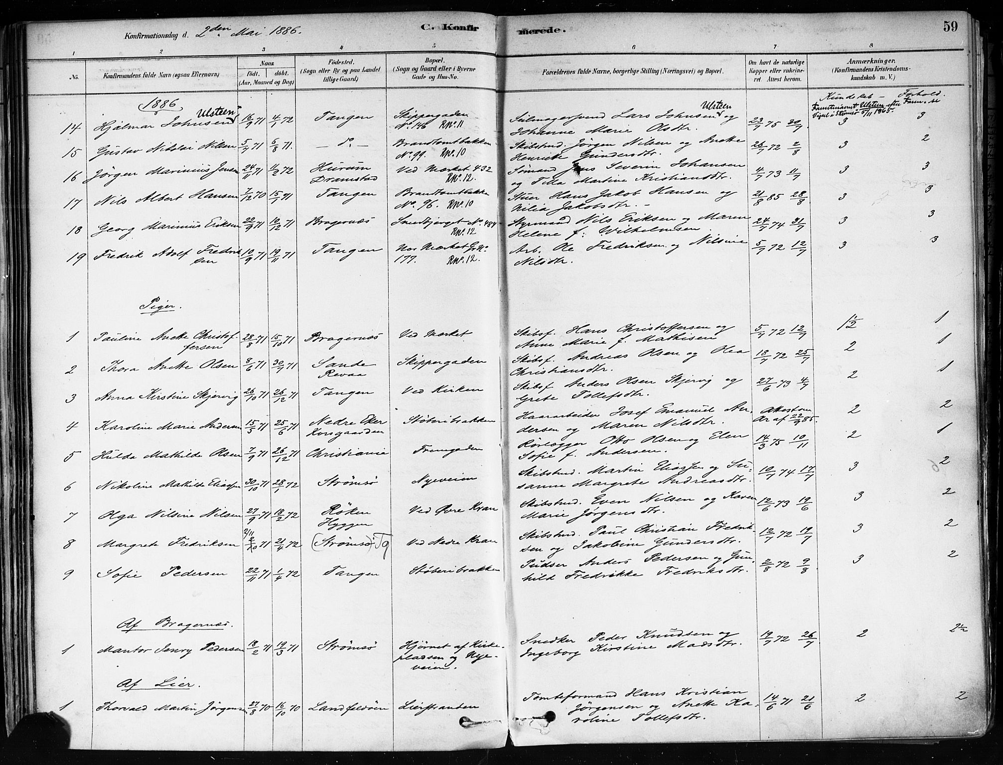 Strømsø kirkebøker, AV/SAKO-A-246/F/Fa/L0022: Ministerialbok nr. I 22, 1879-1899, s. 59