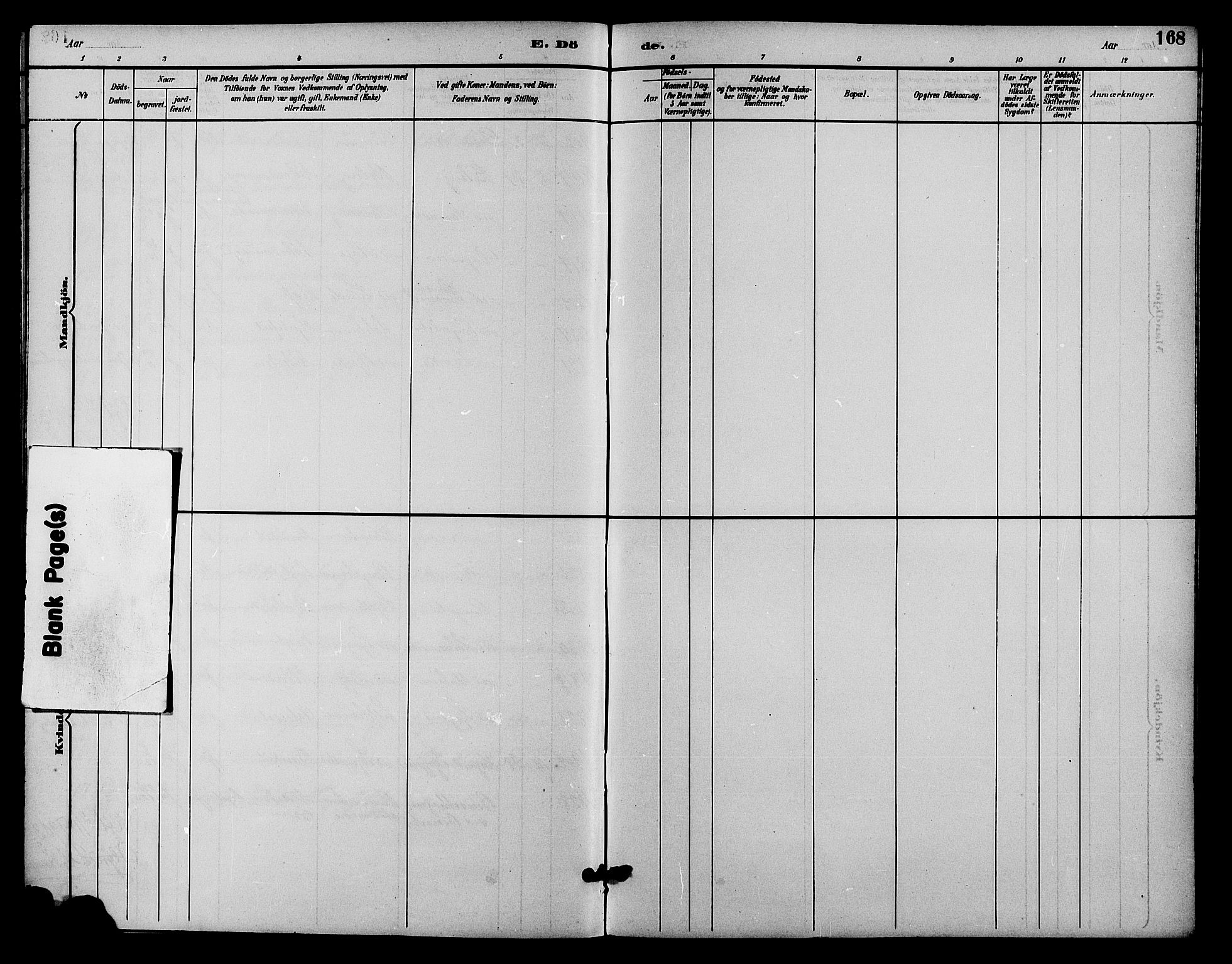 Fåberg prestekontor, SAH/PREST-086/H/Ha/Hab/L0009: Klokkerbok nr. 9, 1891-1902, s. 168