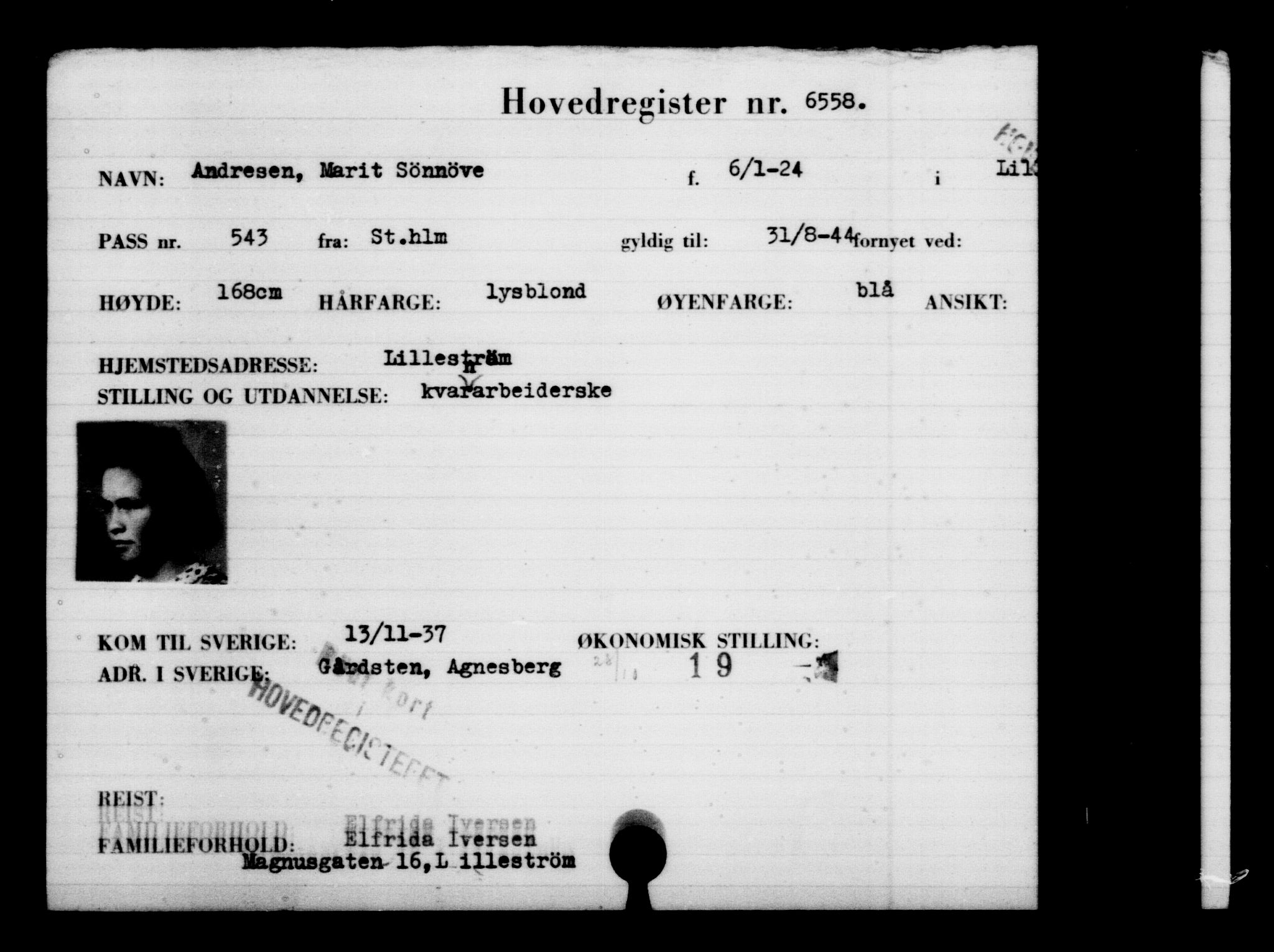 Utenriksstasjonene, Legasjonen i Stockholm, Flyktningkontoret, AV/RA-S-6753/V/Va/L0004: Kjesäterkartoteket, flyktninger med registreringsnr. 3496-6610, 1940-1945, s. 3621