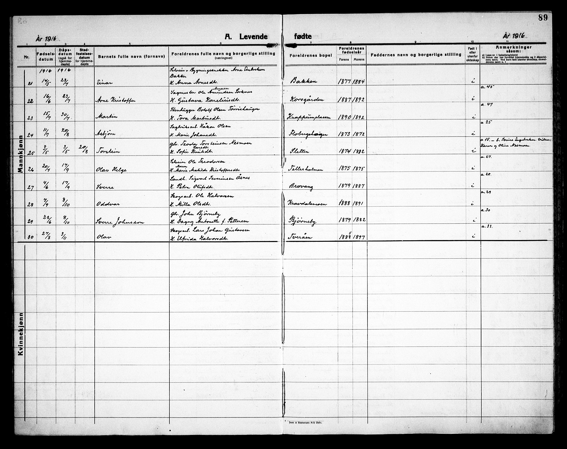 Åsnes prestekontor, AV/SAH-PREST-042/H/Ha/Haa/L0000C: Ministerialbok nr. 0A, 1890-1929, s. 89