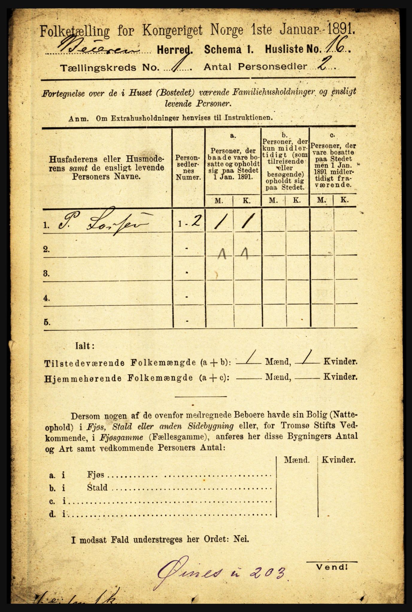 RA, Folketelling 1891 for 1839 Beiarn herred, 1891, s. 35