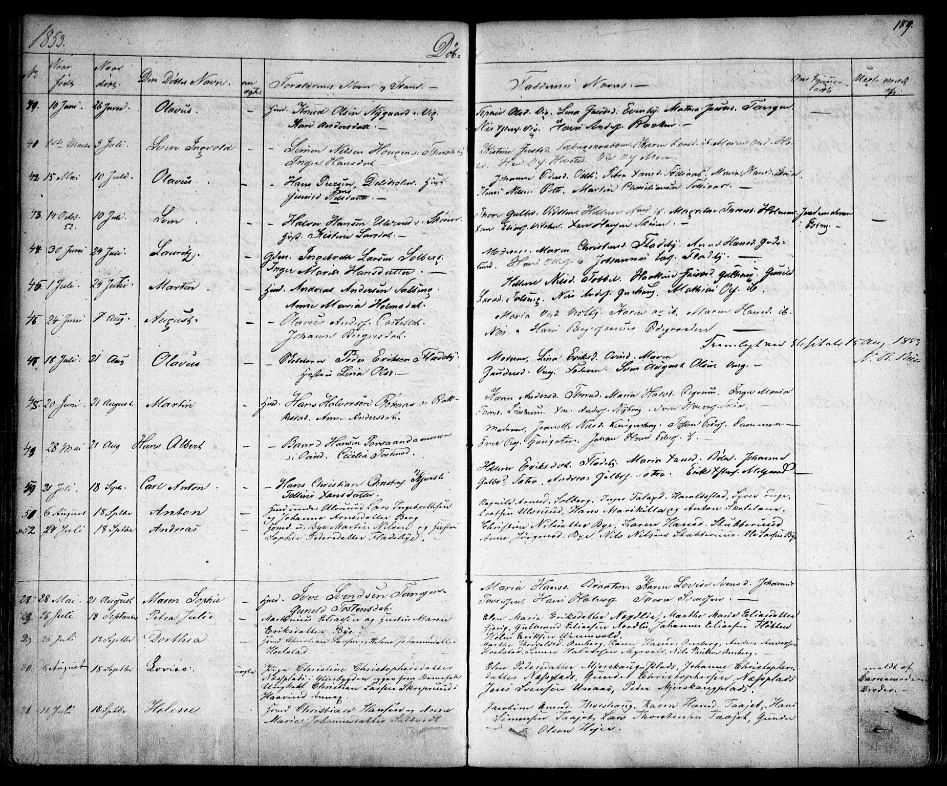 Enebakk prestekontor Kirkebøker, AV/SAO-A-10171c/F/Fa/L0009: Ministerialbok nr. I 9, 1832-1861, s. 189