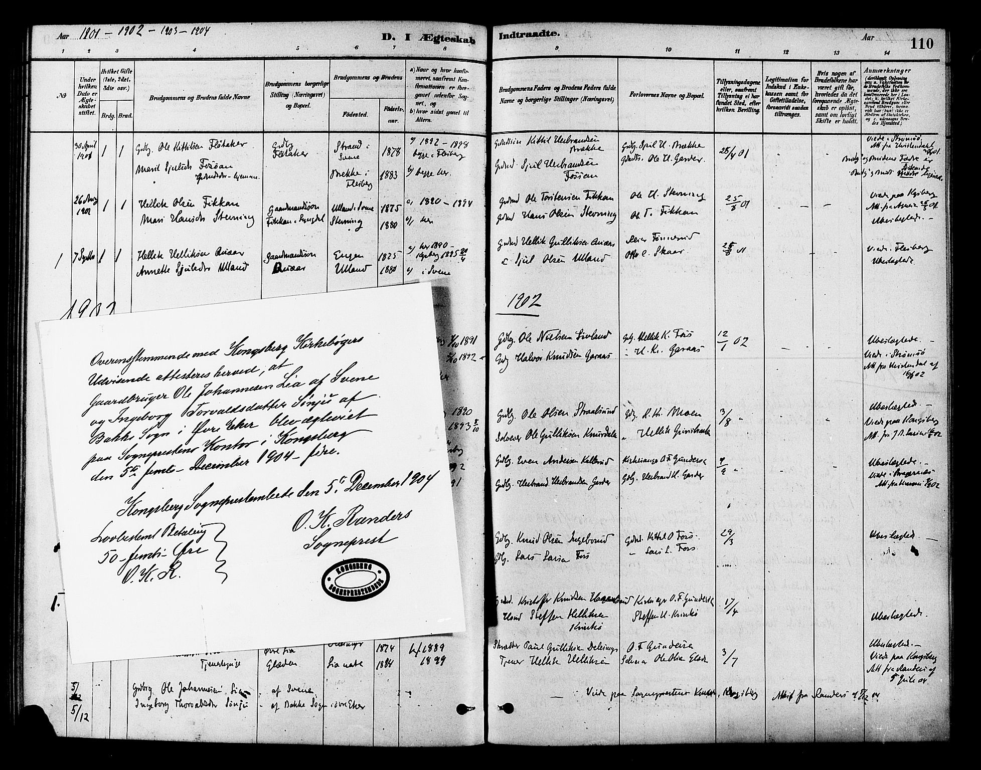 Flesberg kirkebøker, AV/SAKO-A-18/F/Fb/L0001: Ministerialbok nr. II 1, 1879-1907, s. 110